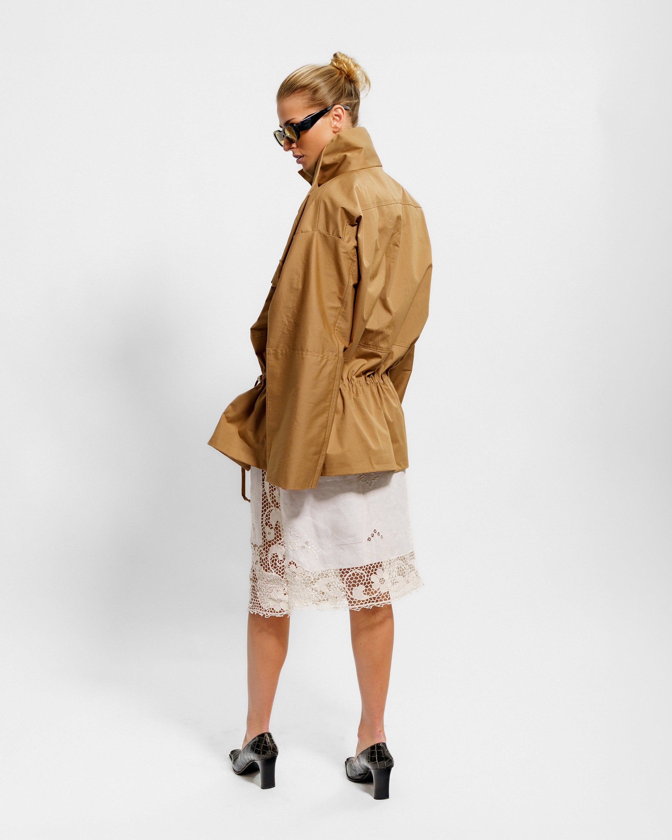 Khaki Brown Drawstring Jacket