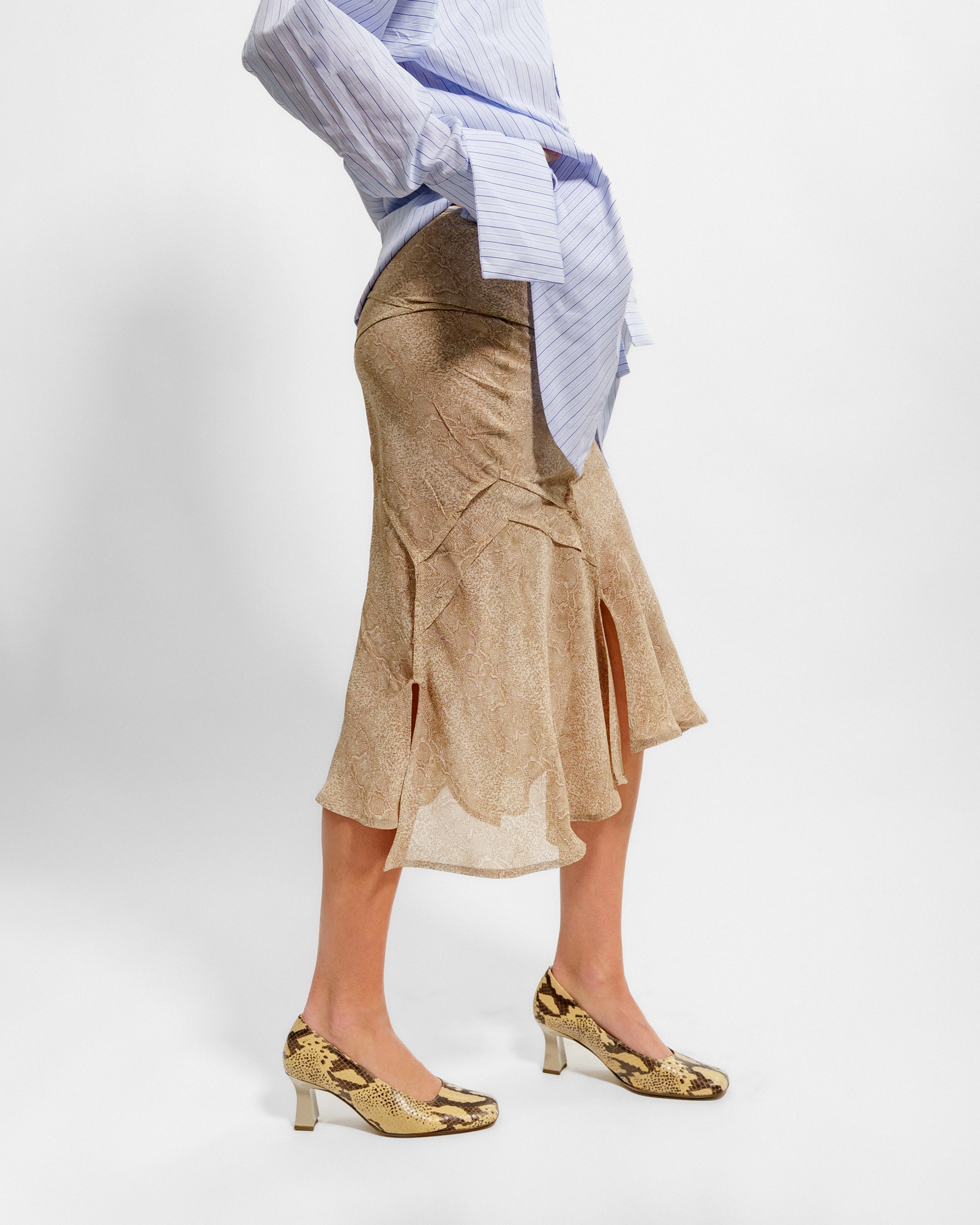 Deconstructed Snake Print Skirt