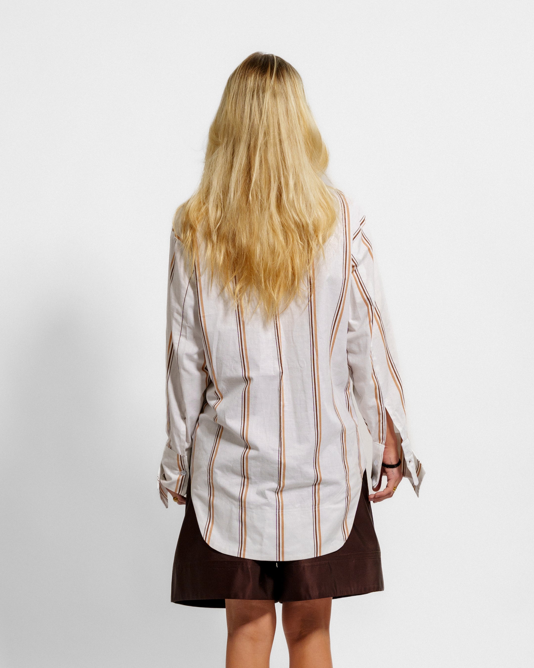 Brown Striped Tuxedo Shirt