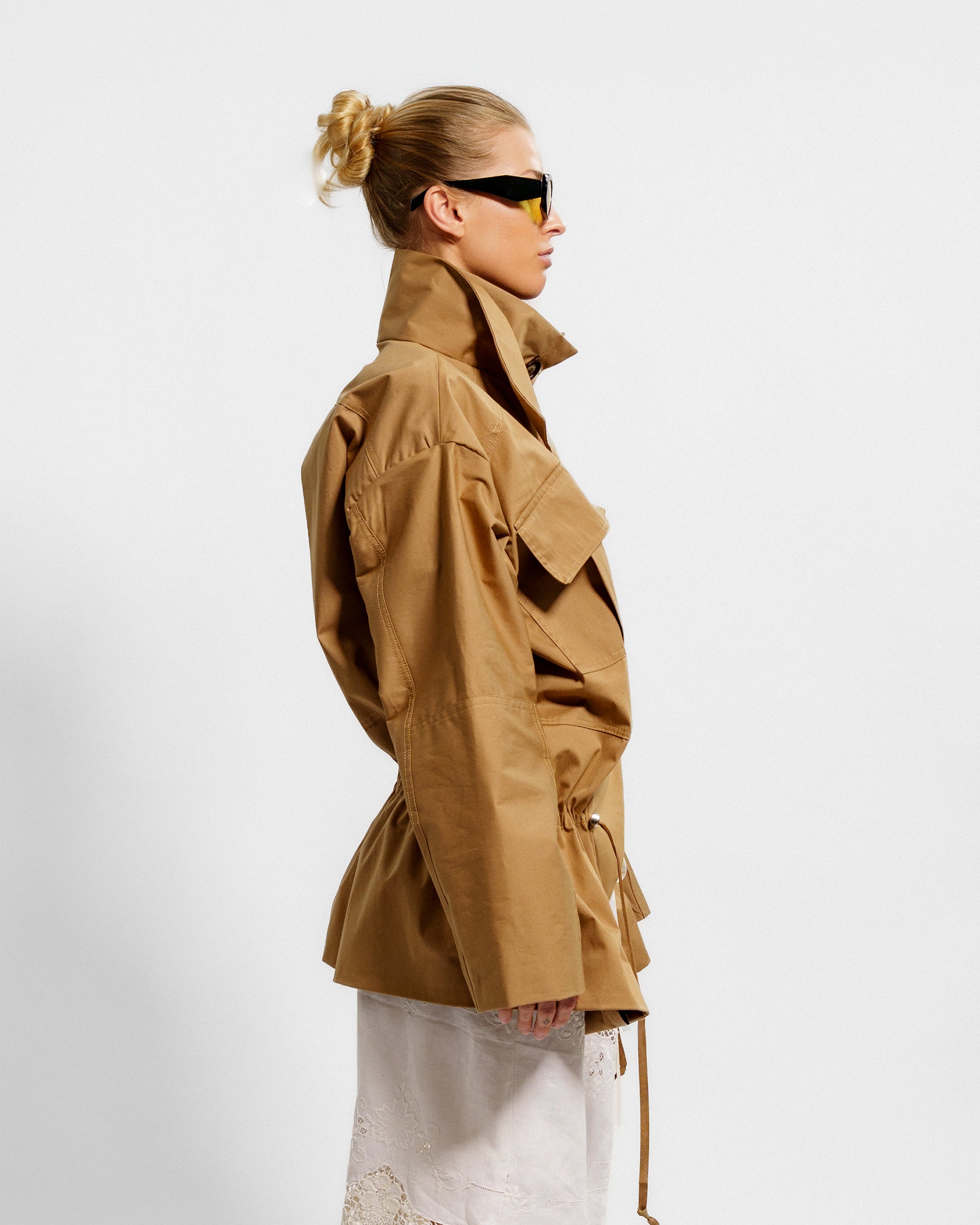 Khaki Brown Drawstring Jacket