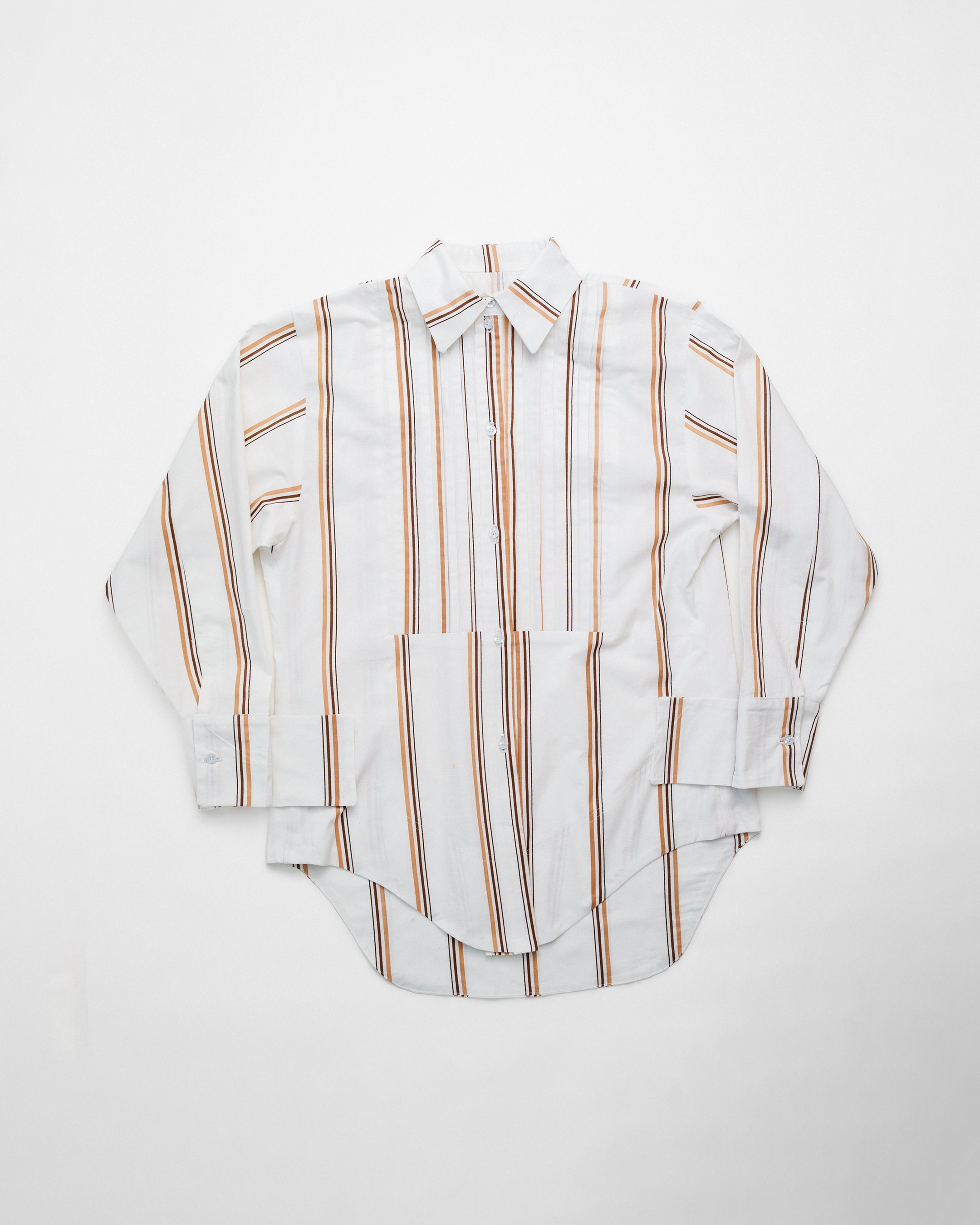 Brown Striped Tuxedo Shirt