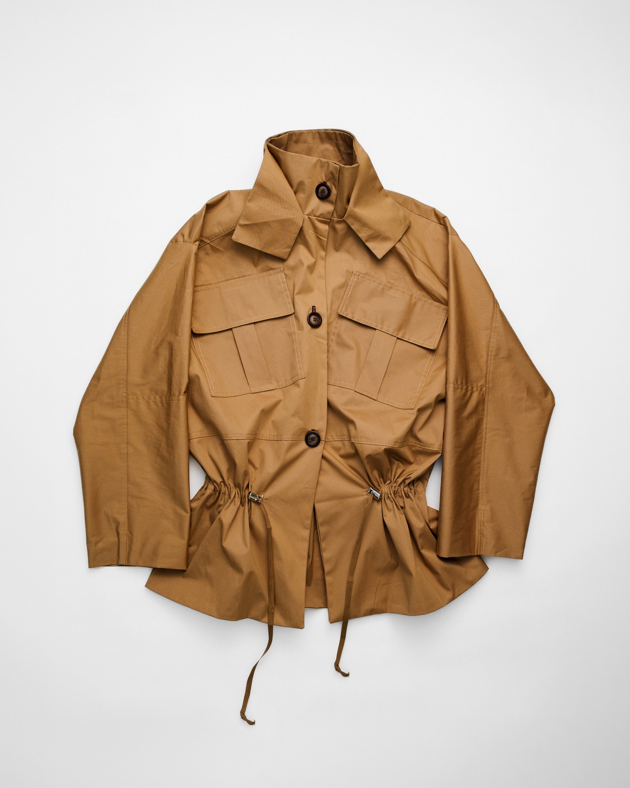 Khaki Brown Drawstring Jacket