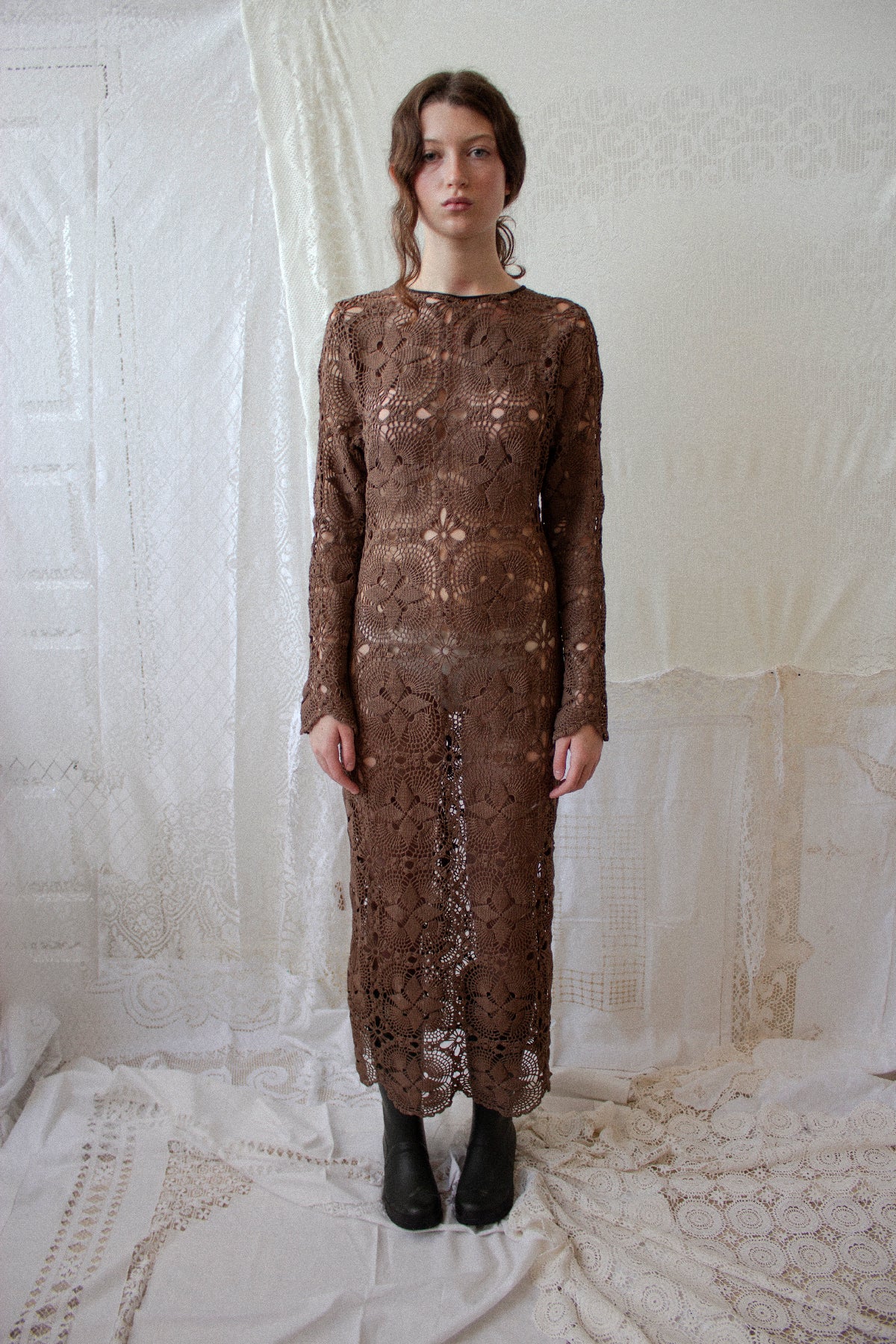 Crochet Brown Dress