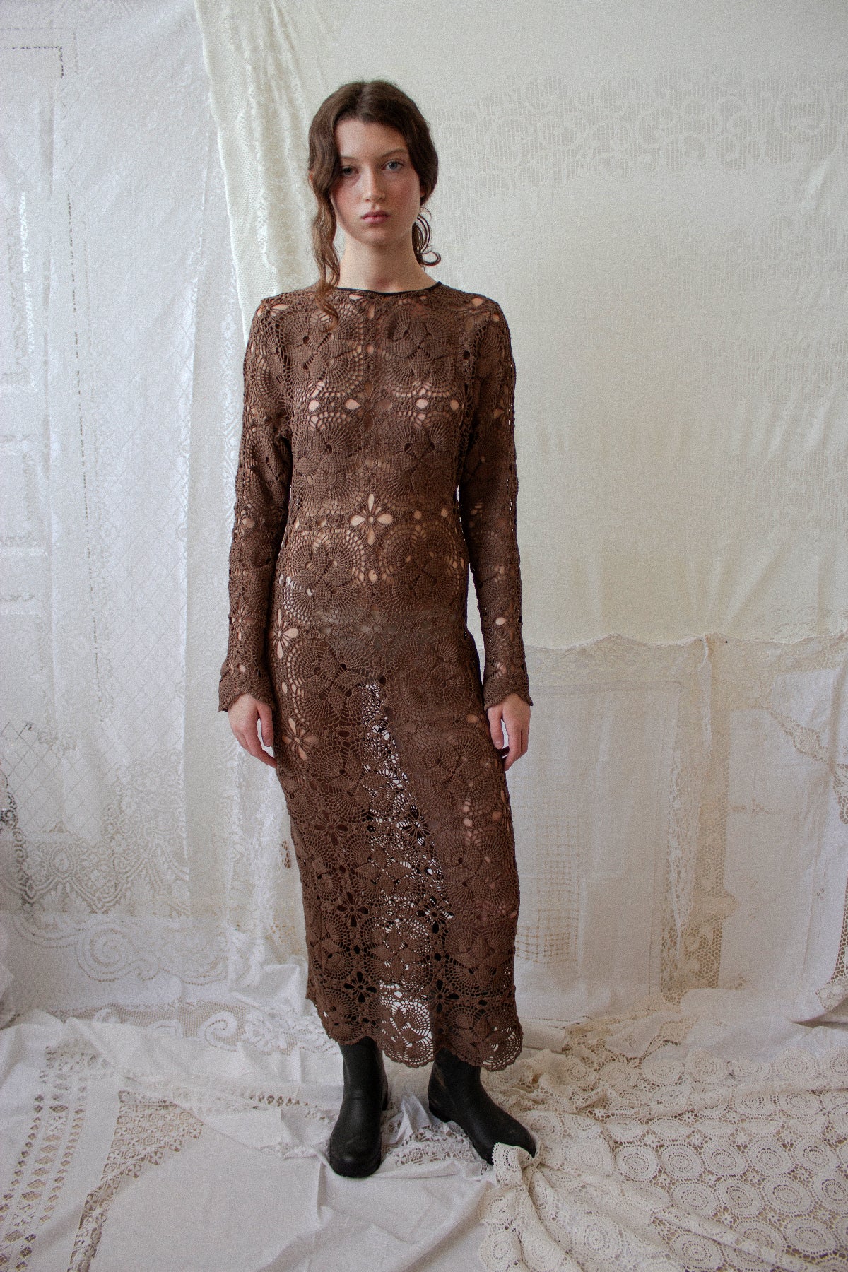 Crochet Brown Dress