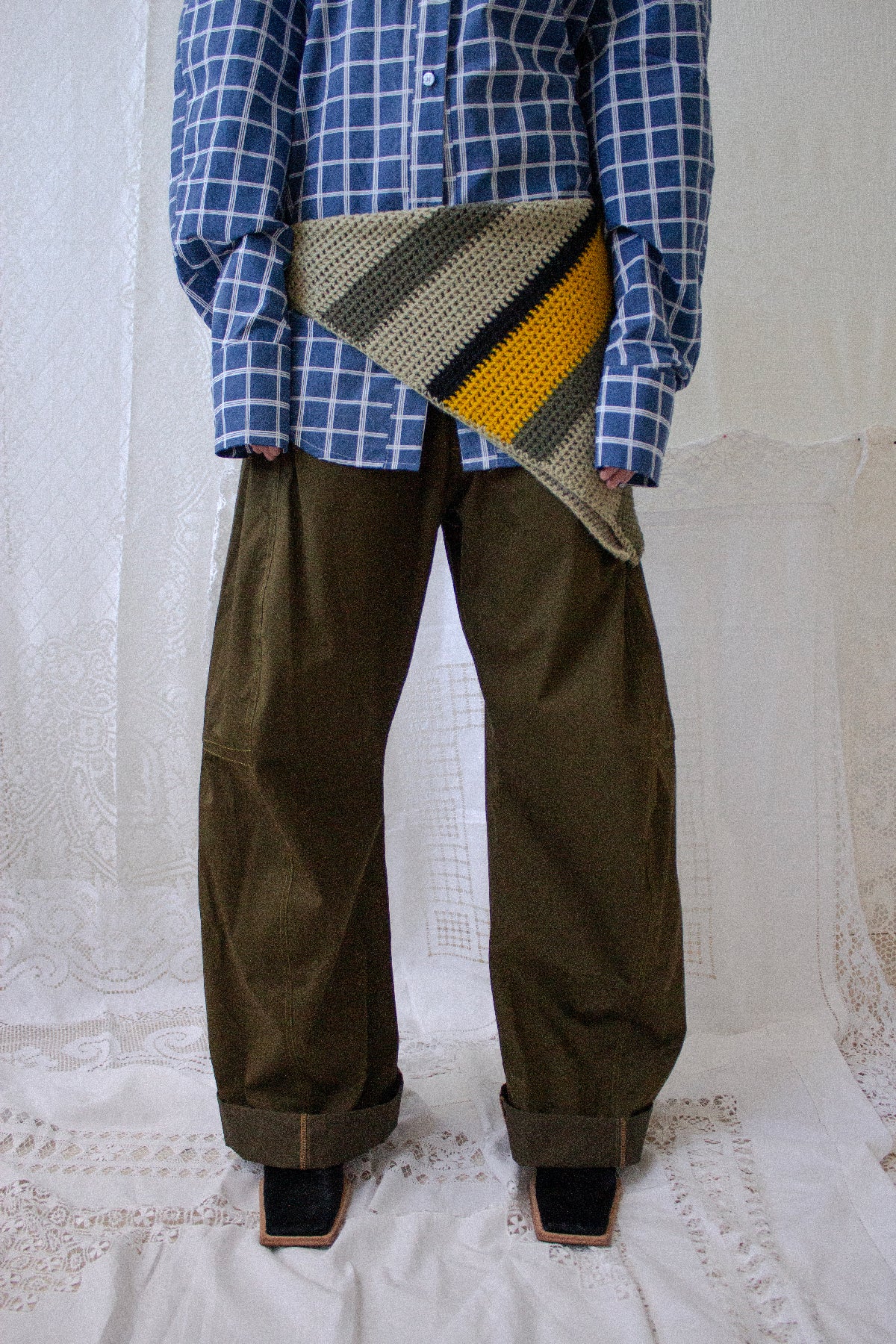 Khaki Barrel Trousers