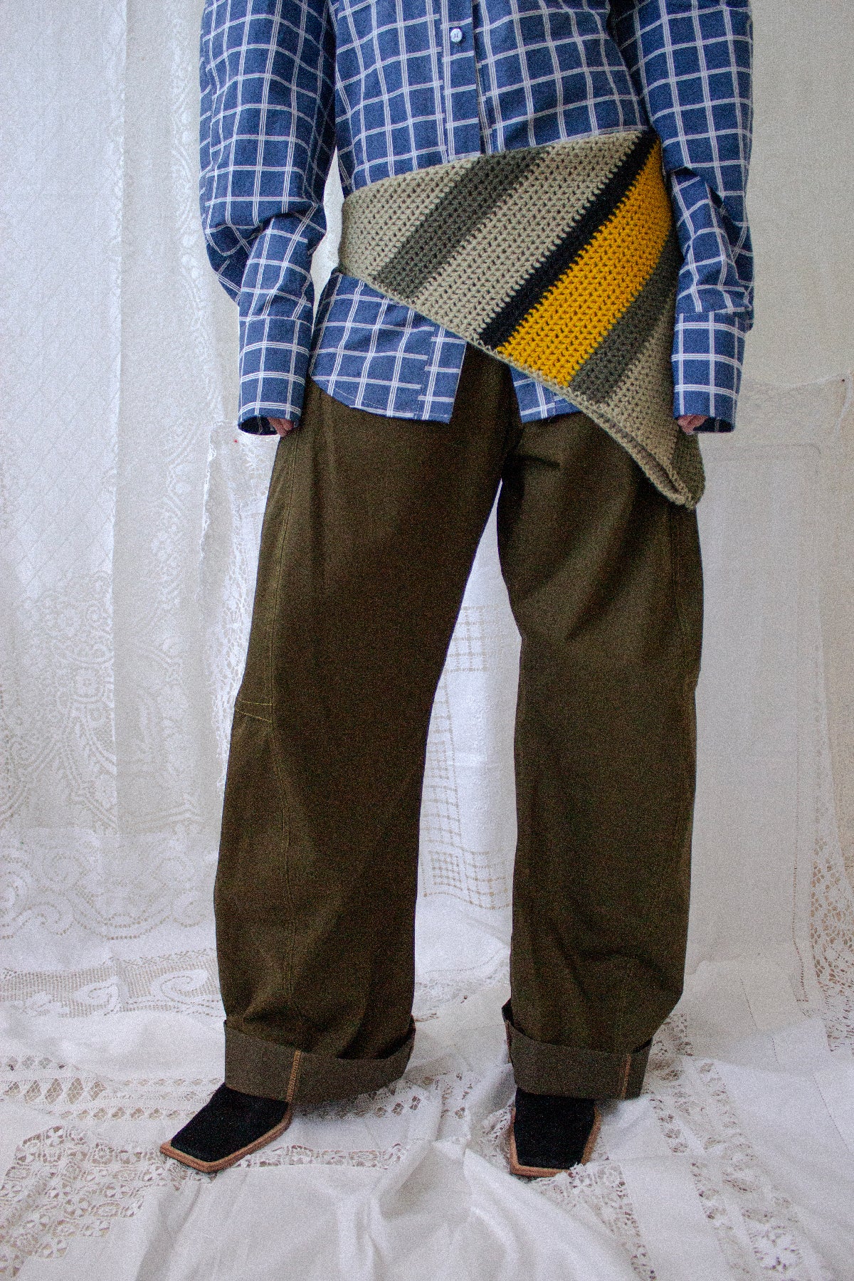 Khaki Barrel Trousers