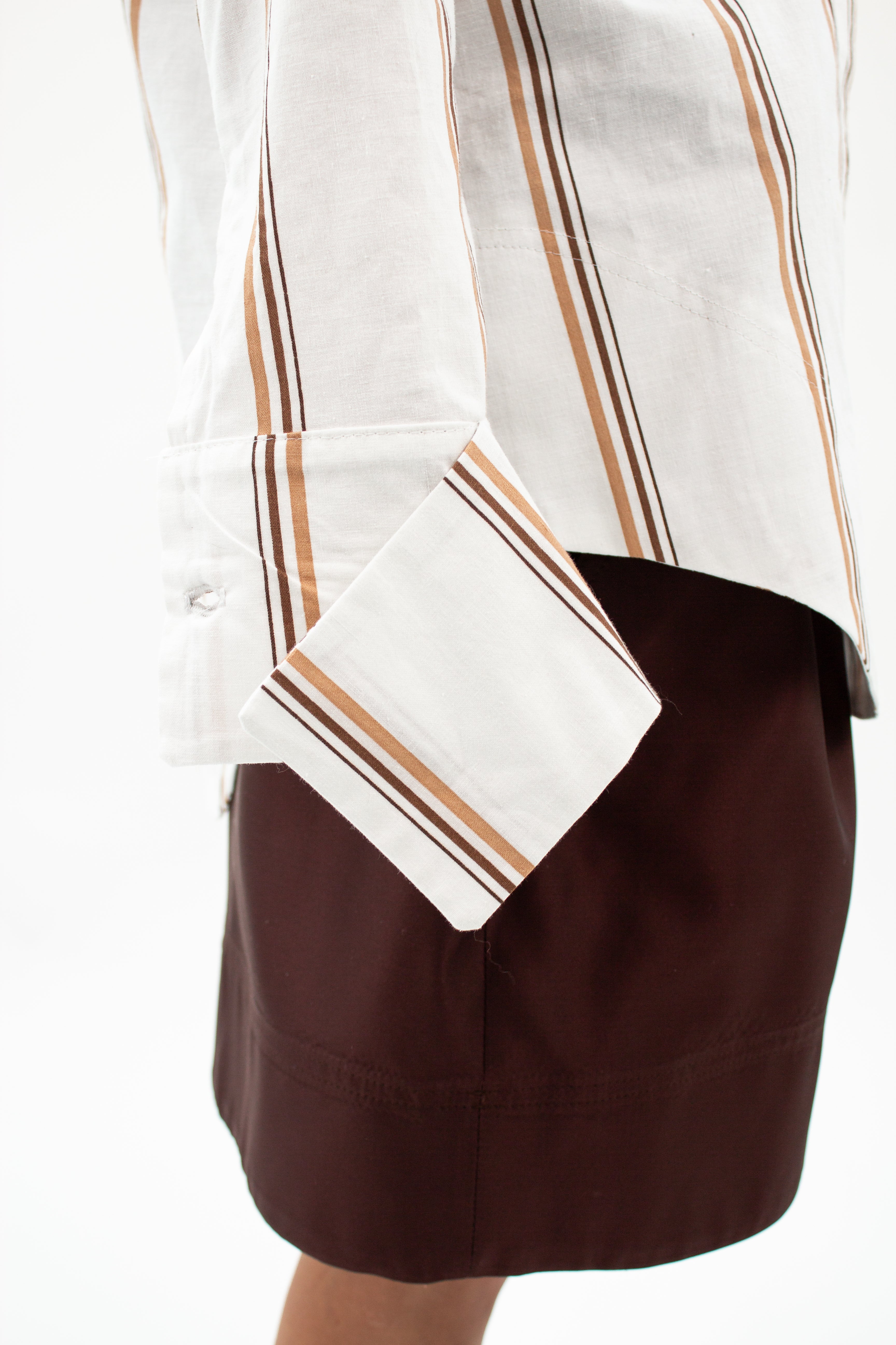 Brown Striped Tuxedo Shirt