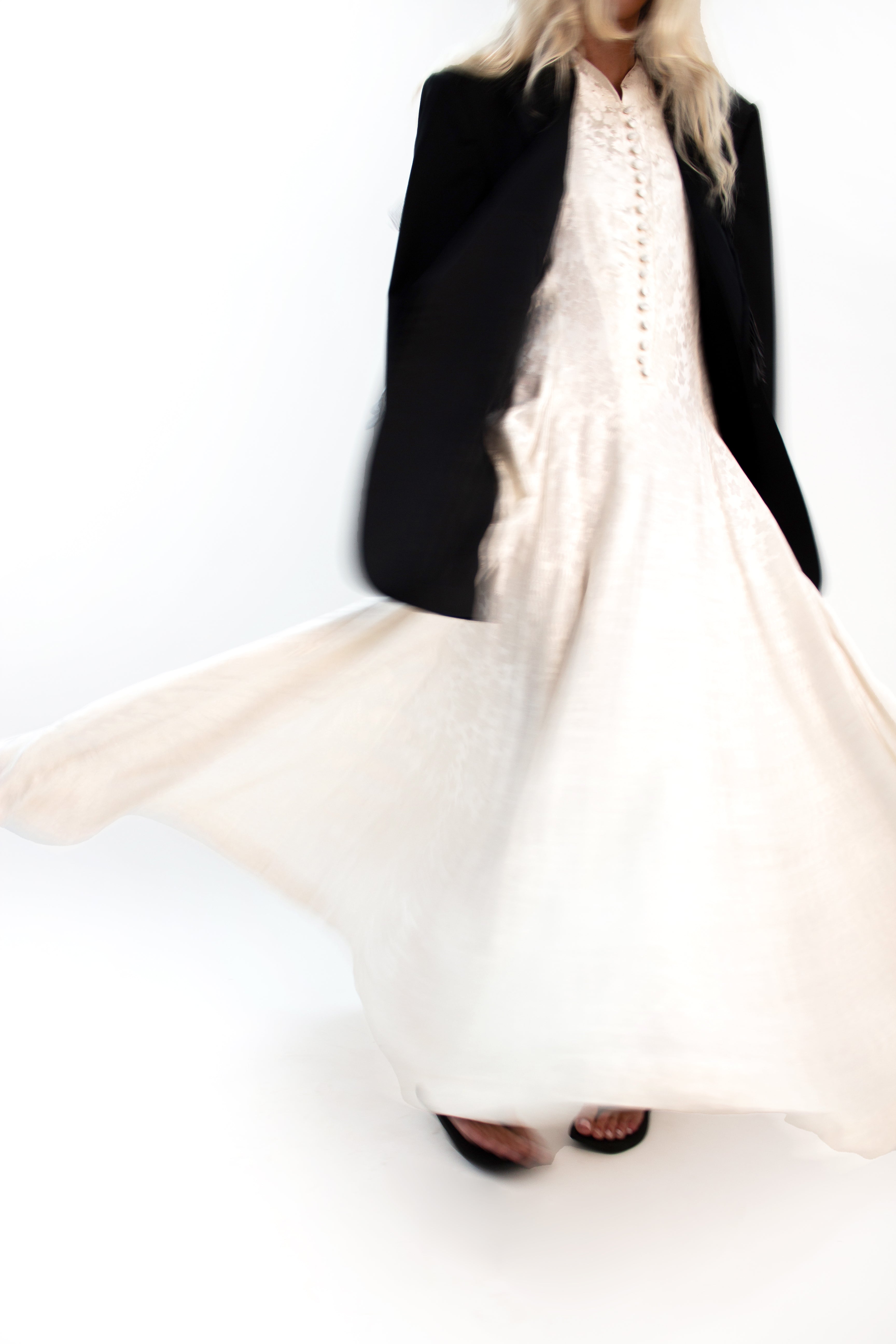 Cream jacquard dress