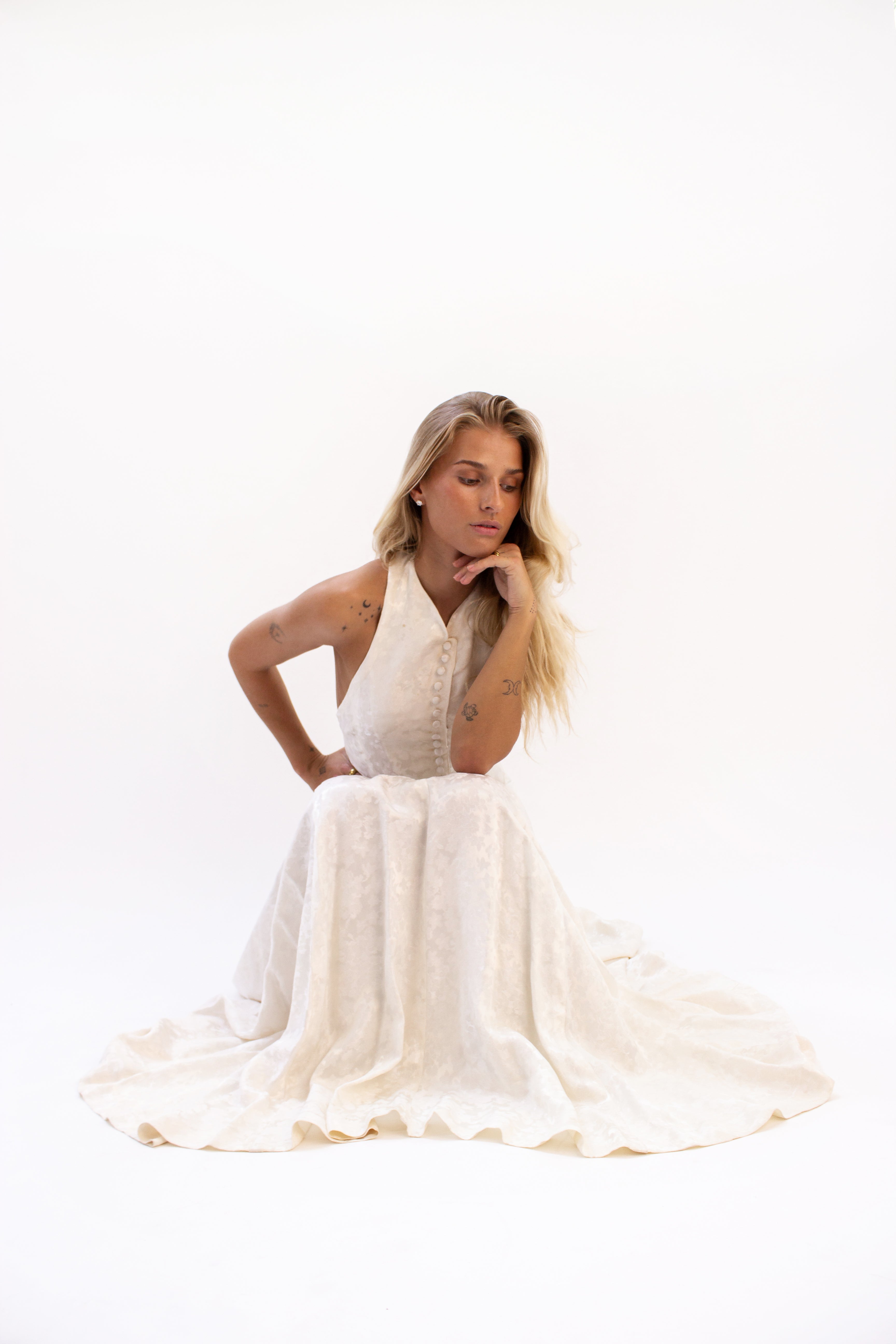Cream jacquard dress