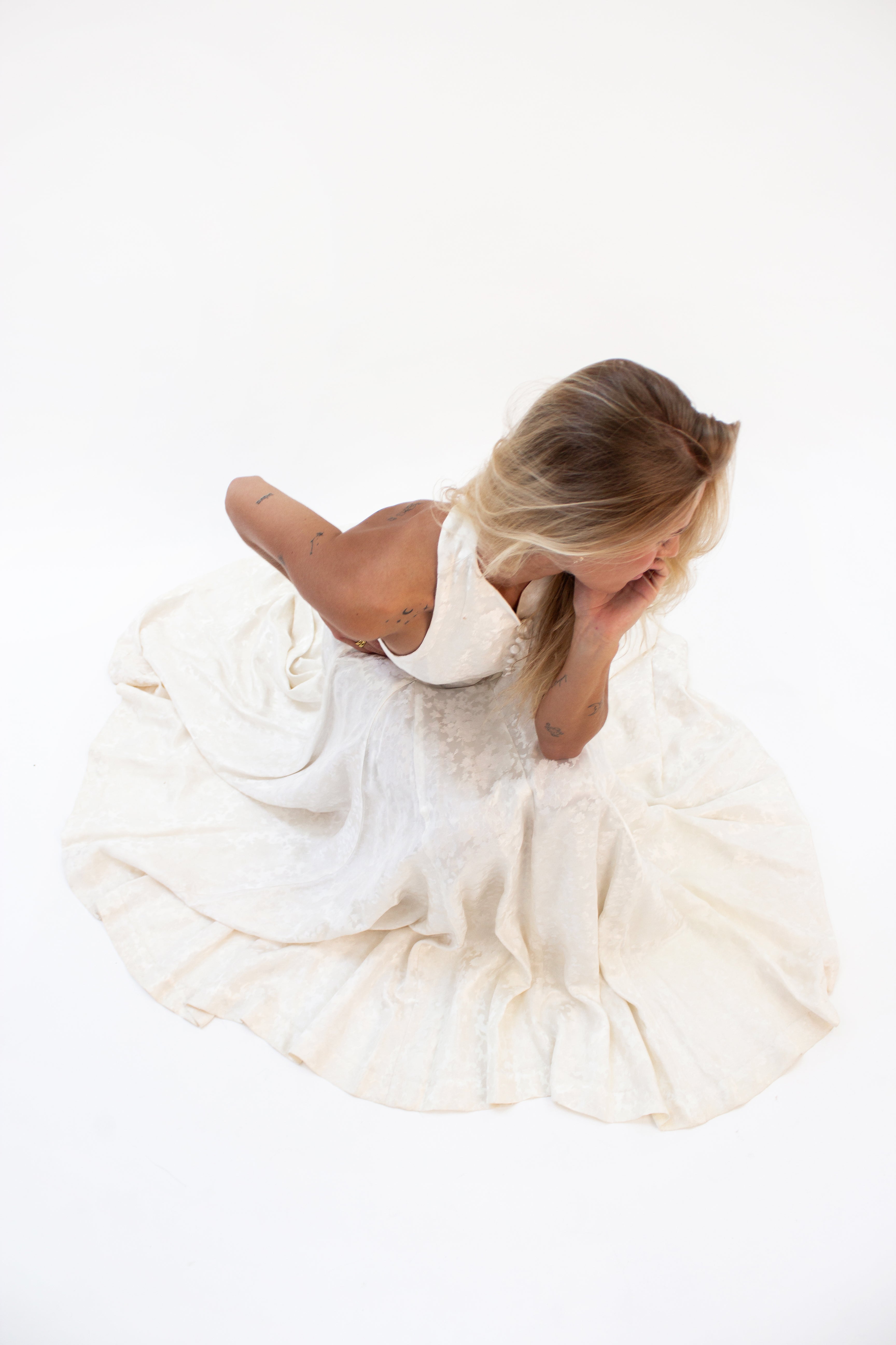 Cream jacquard dress
