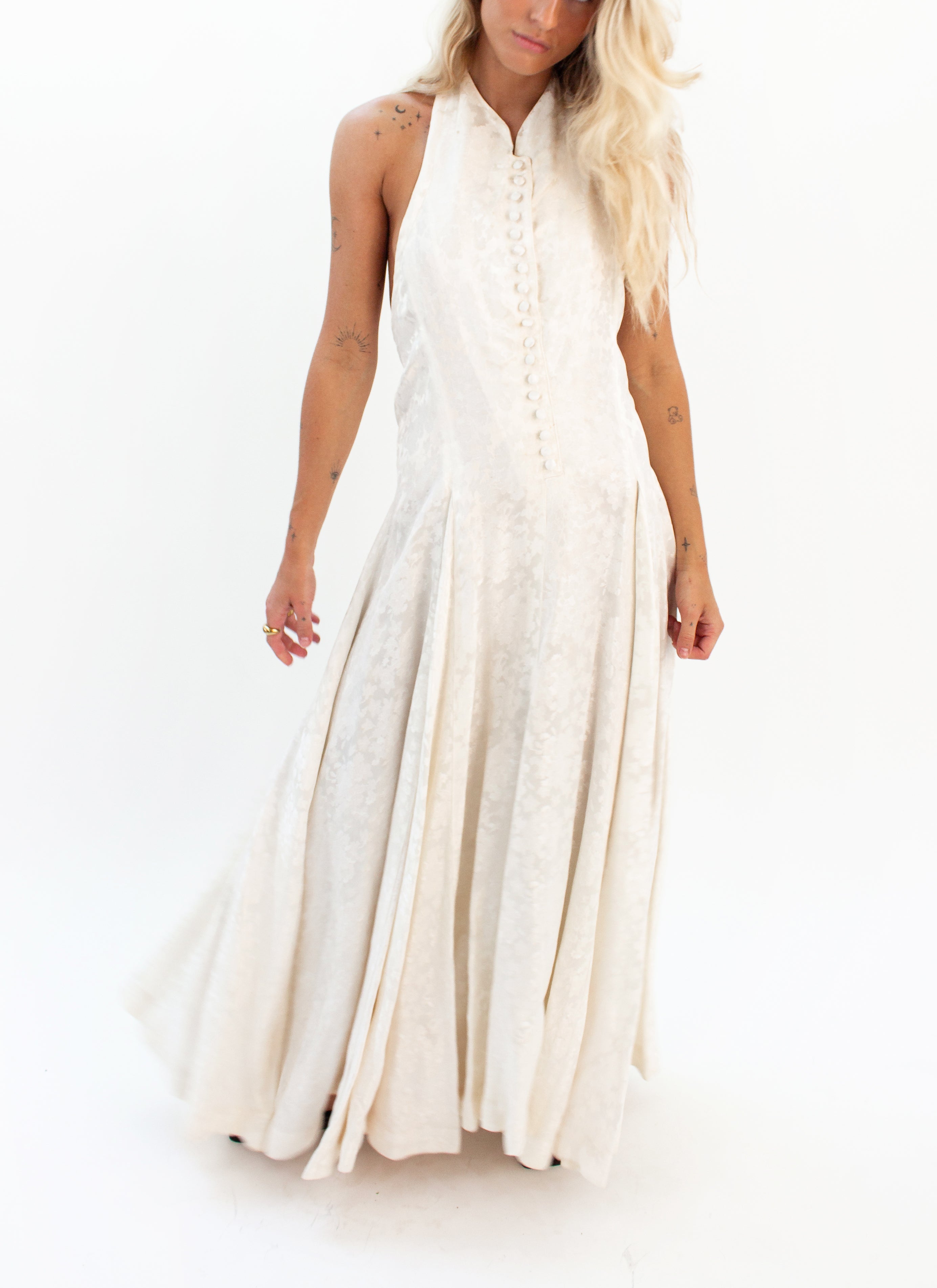 Cream jacquard dress