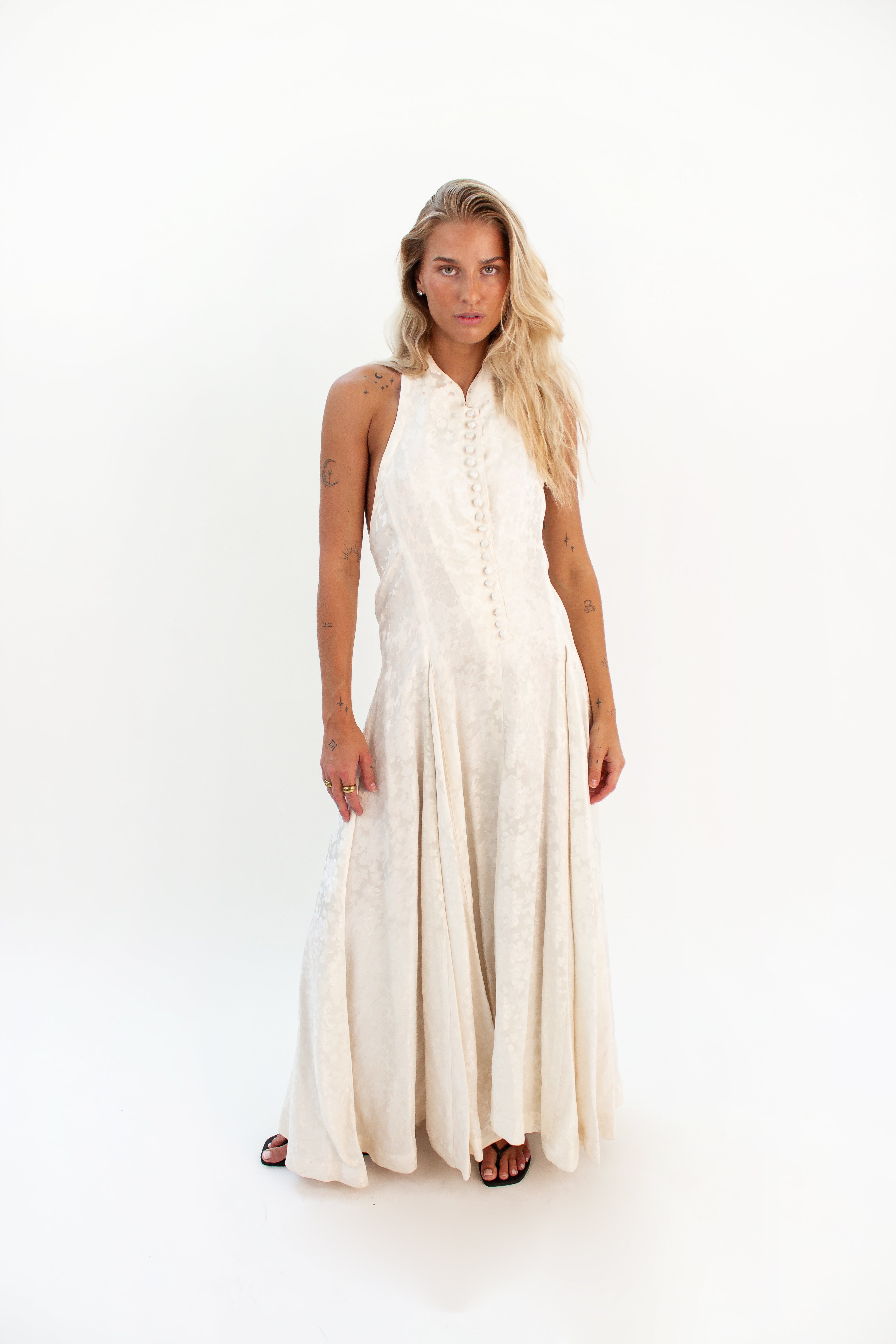 Cream jacquard dress