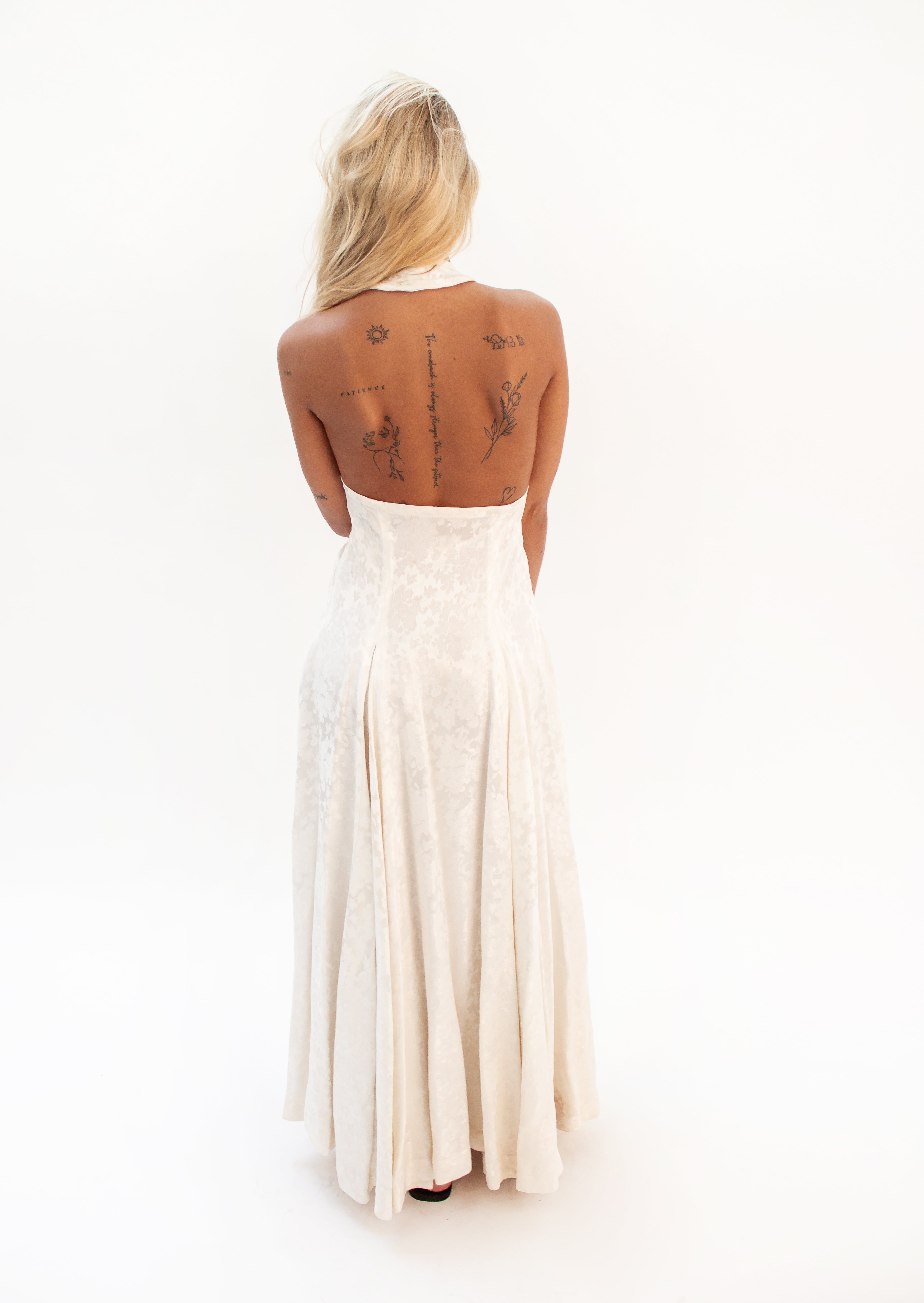 Cream jacquard dress