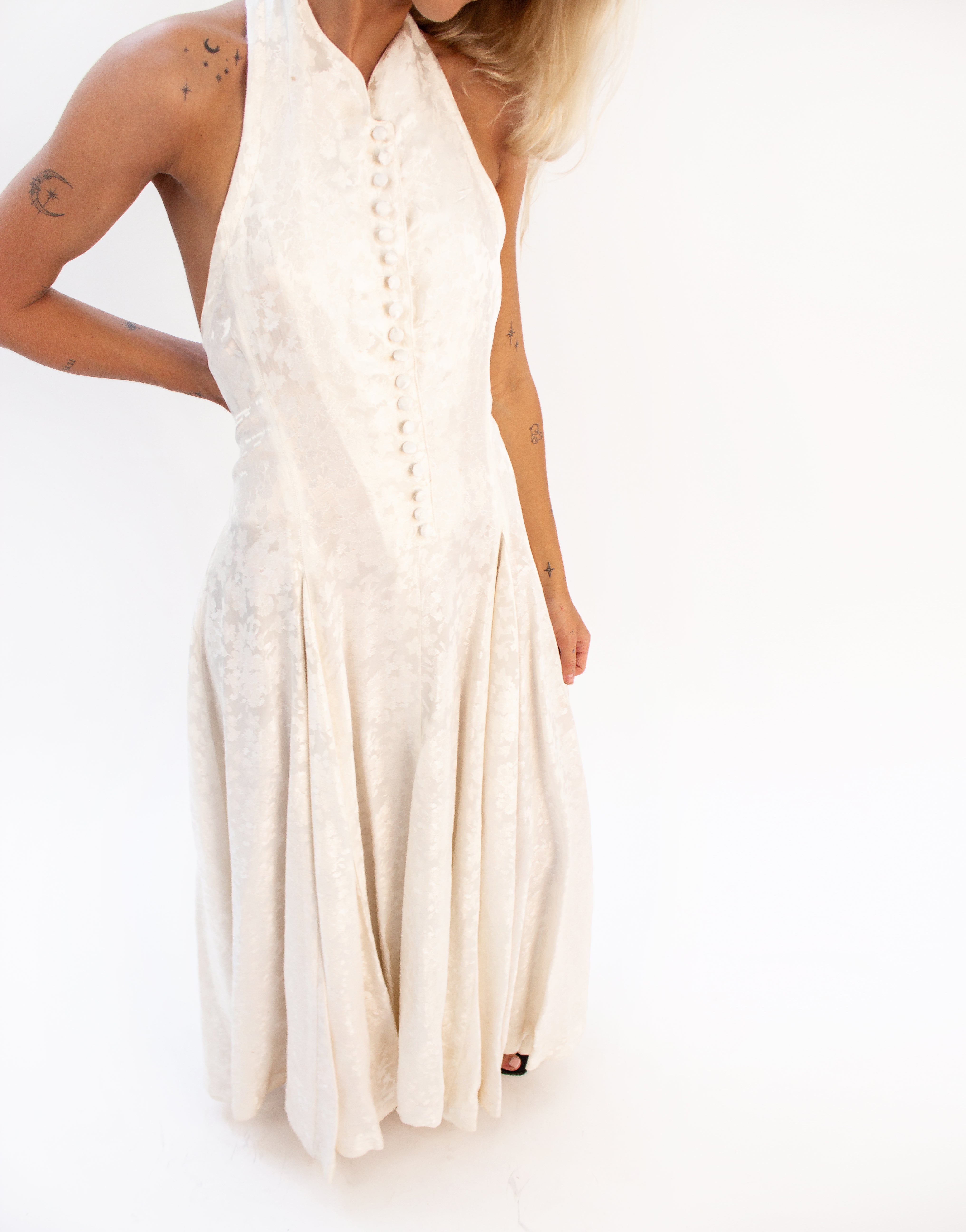 Cream jacquard dress