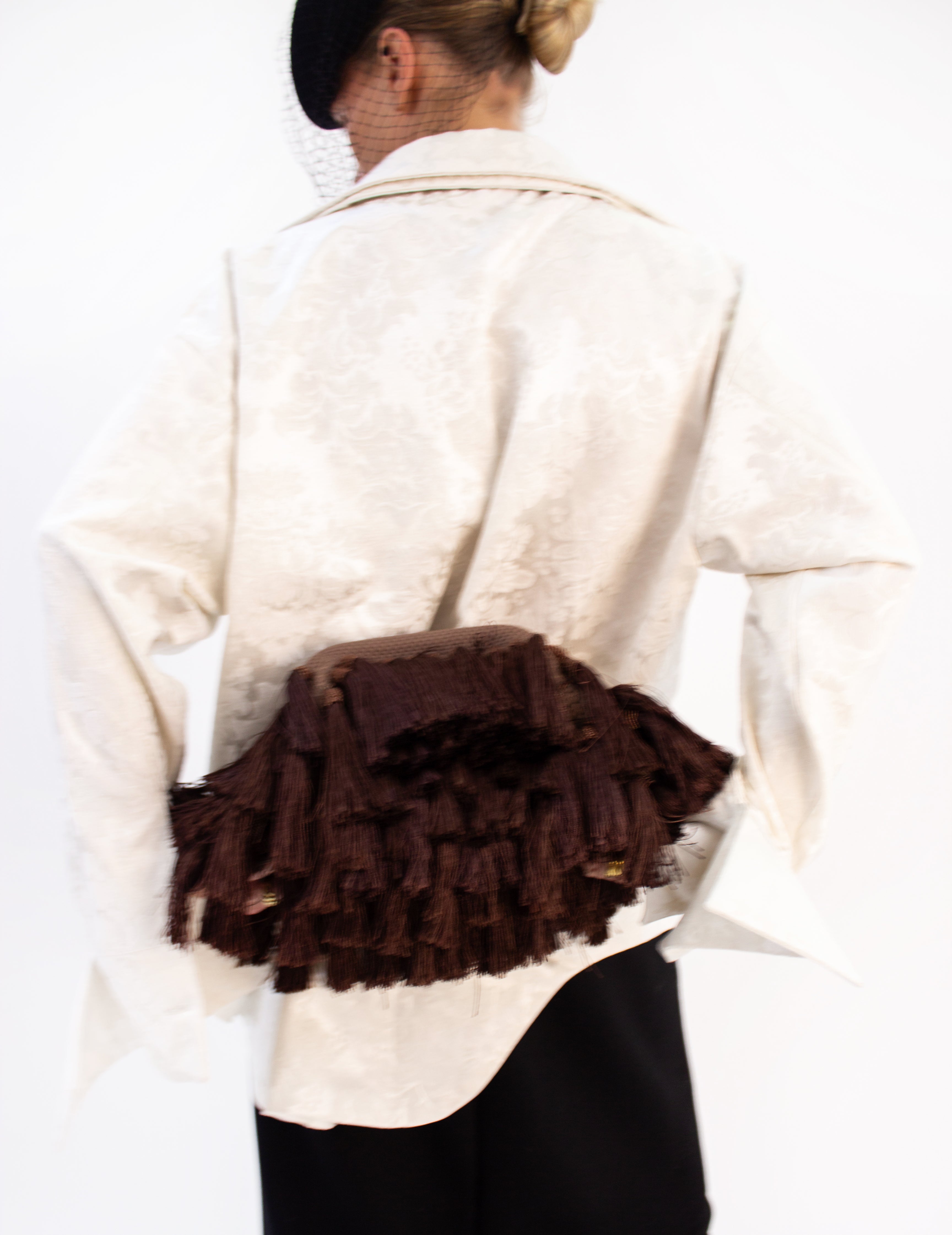 Brown fringe bag