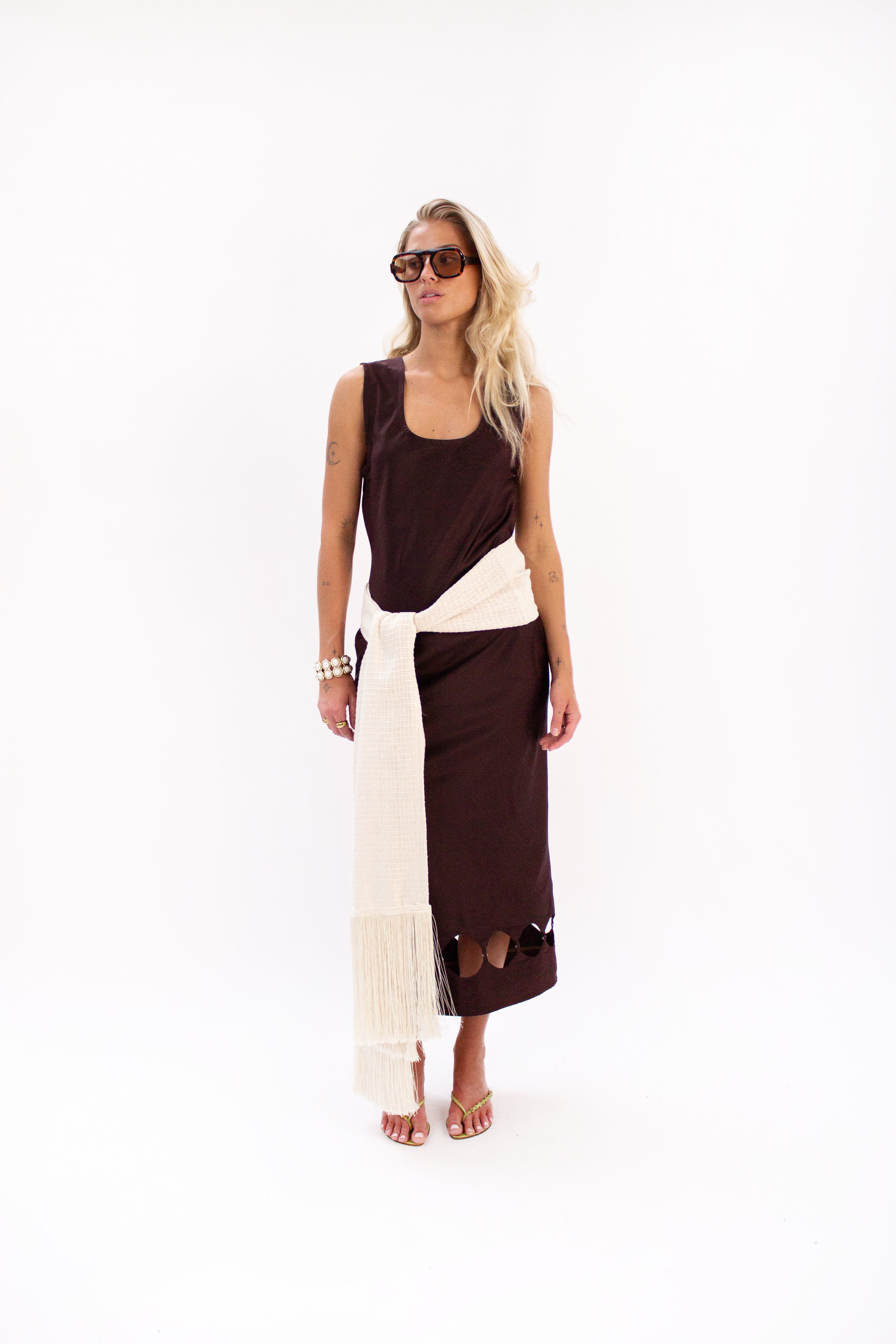 Brown silk dress