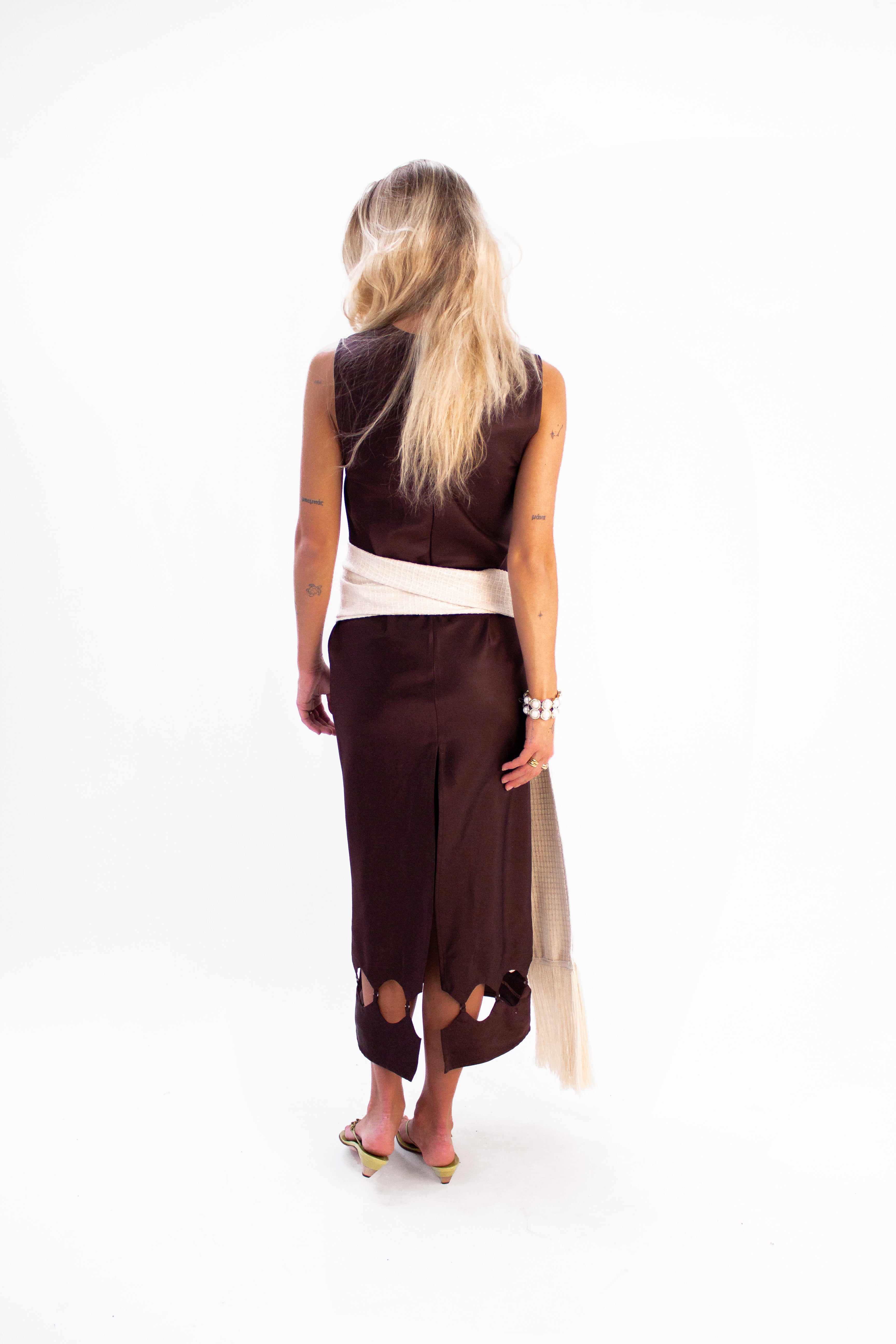 Brown silk dress