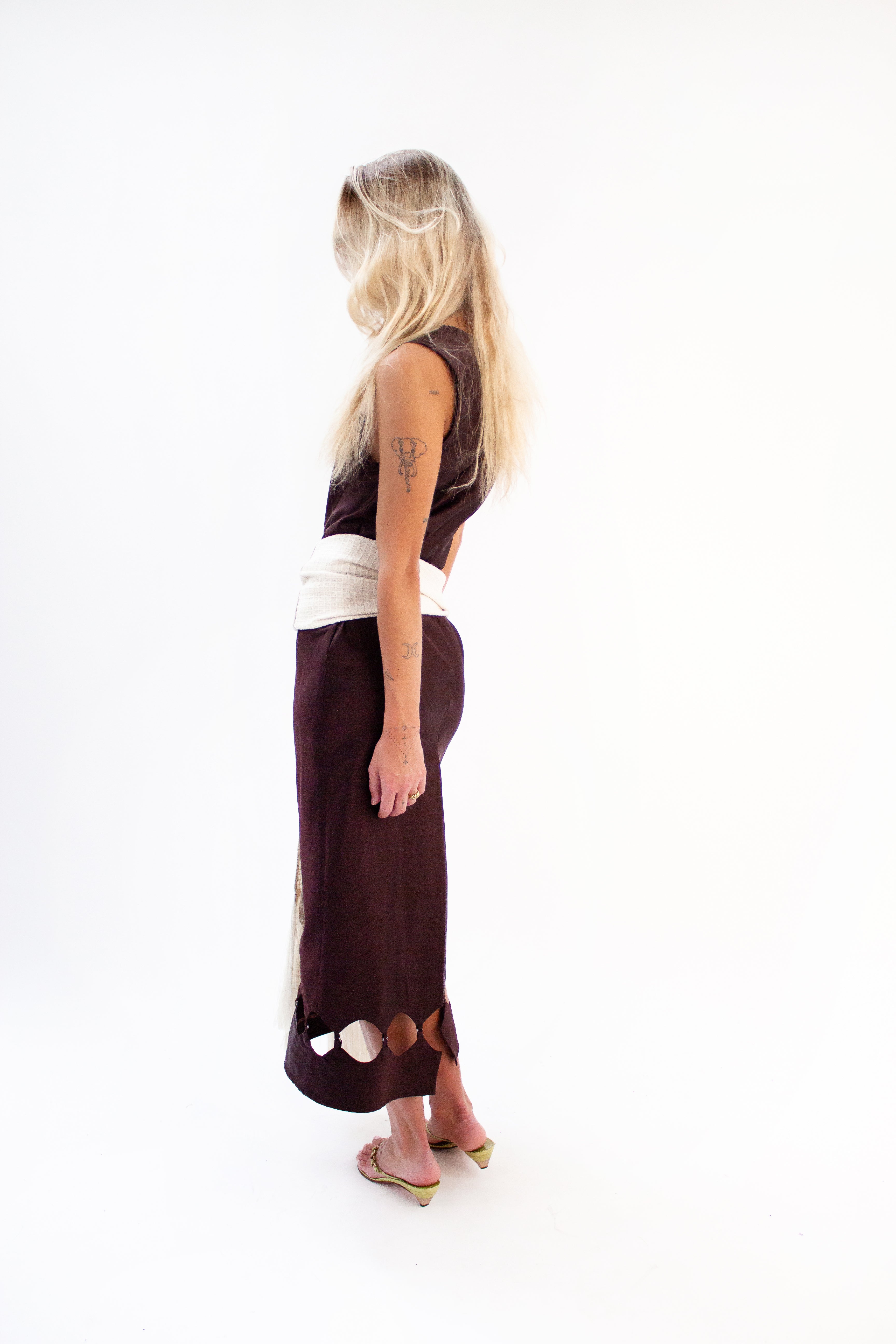 Brown silk dress