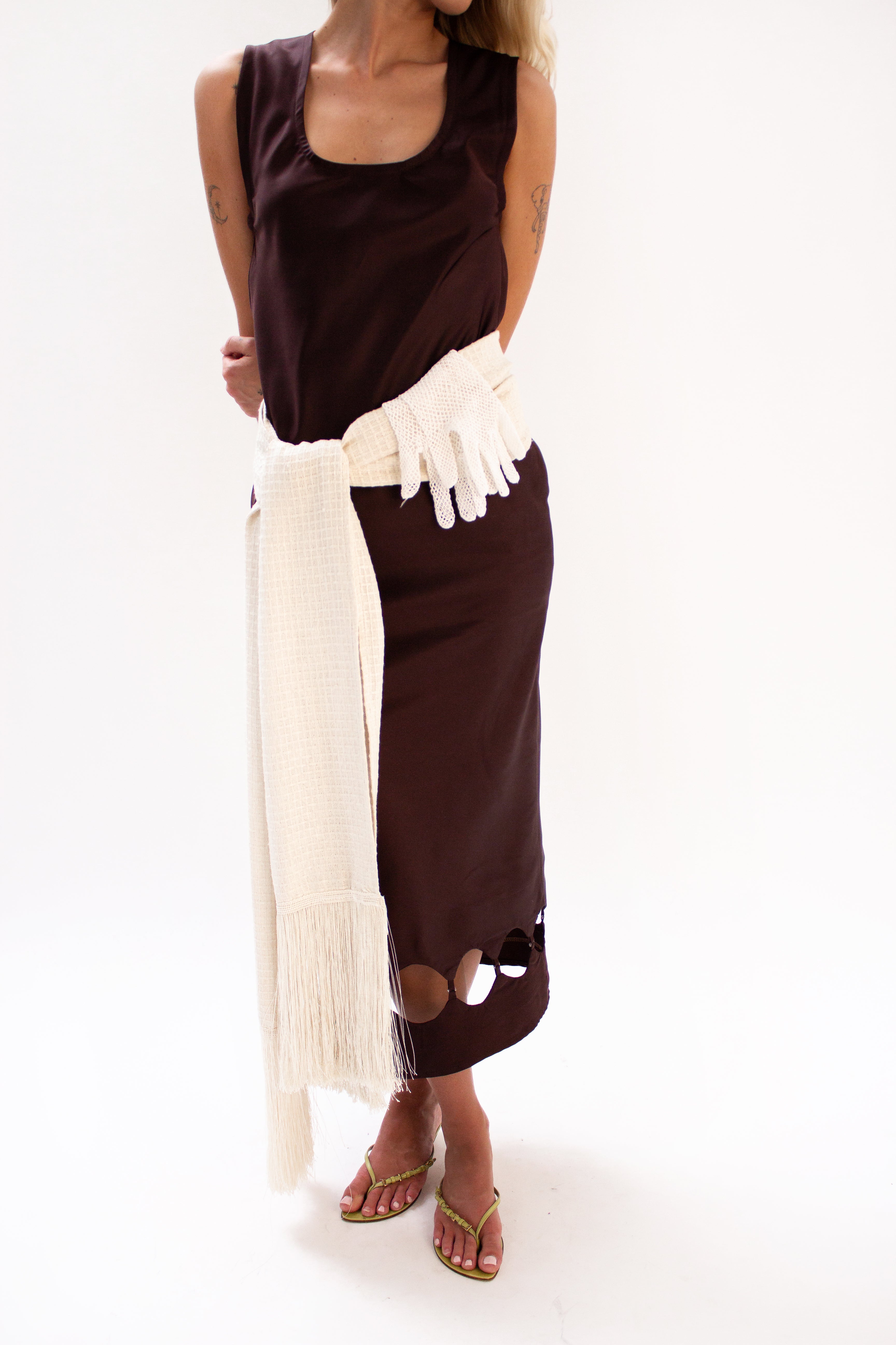 Brown silk dress
