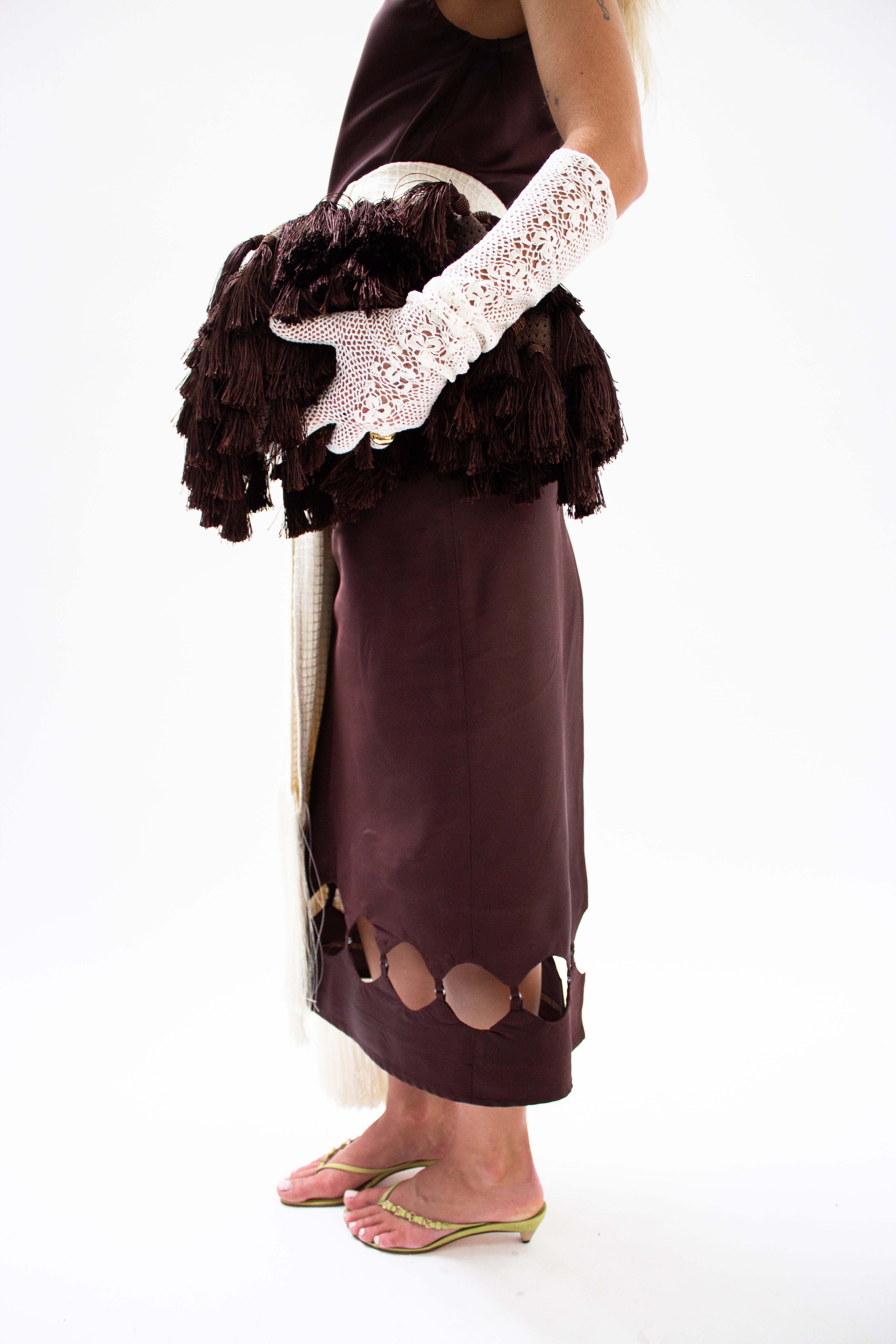 Brown fringe bag