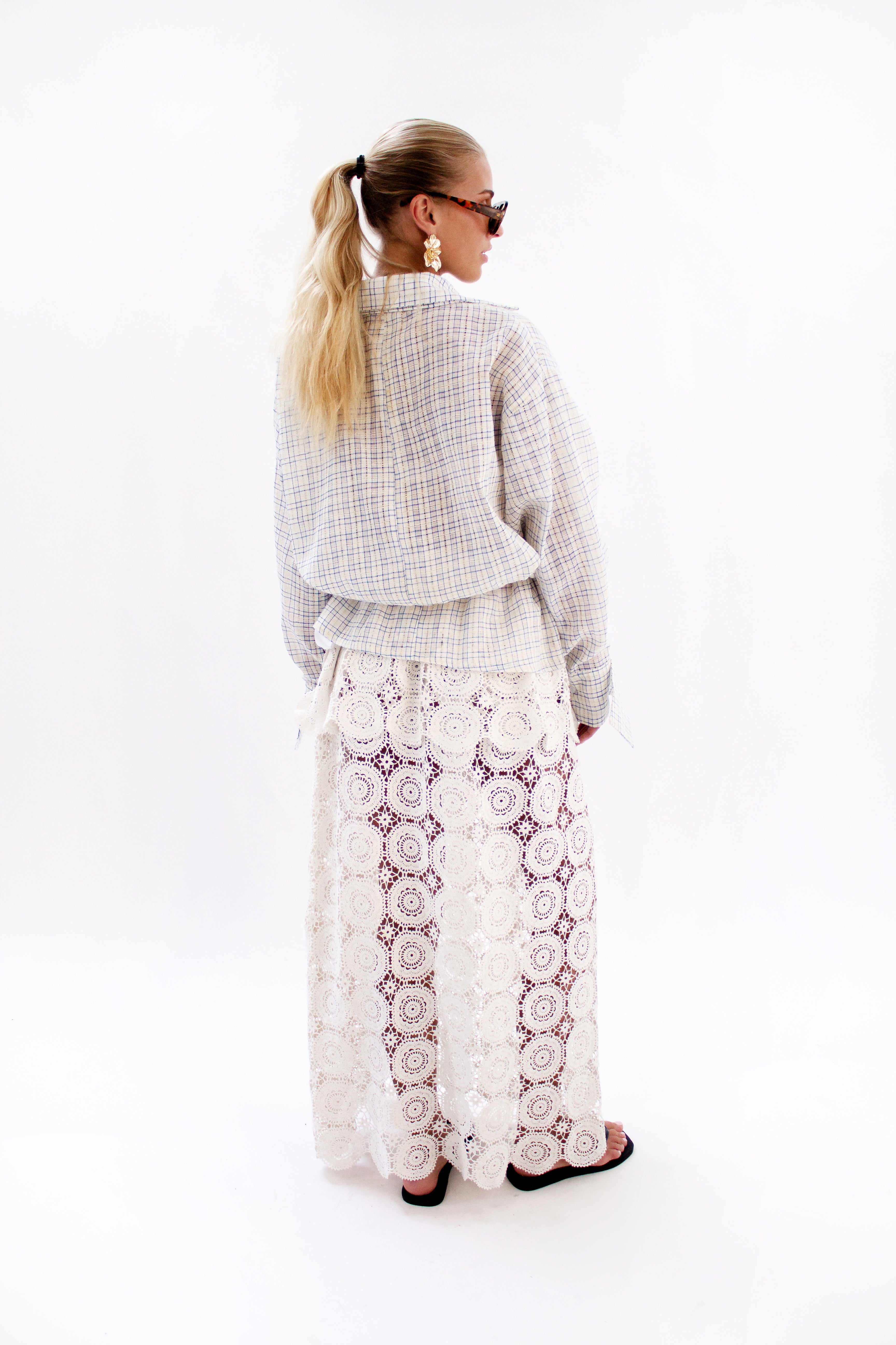 White crochet fold over skirt
