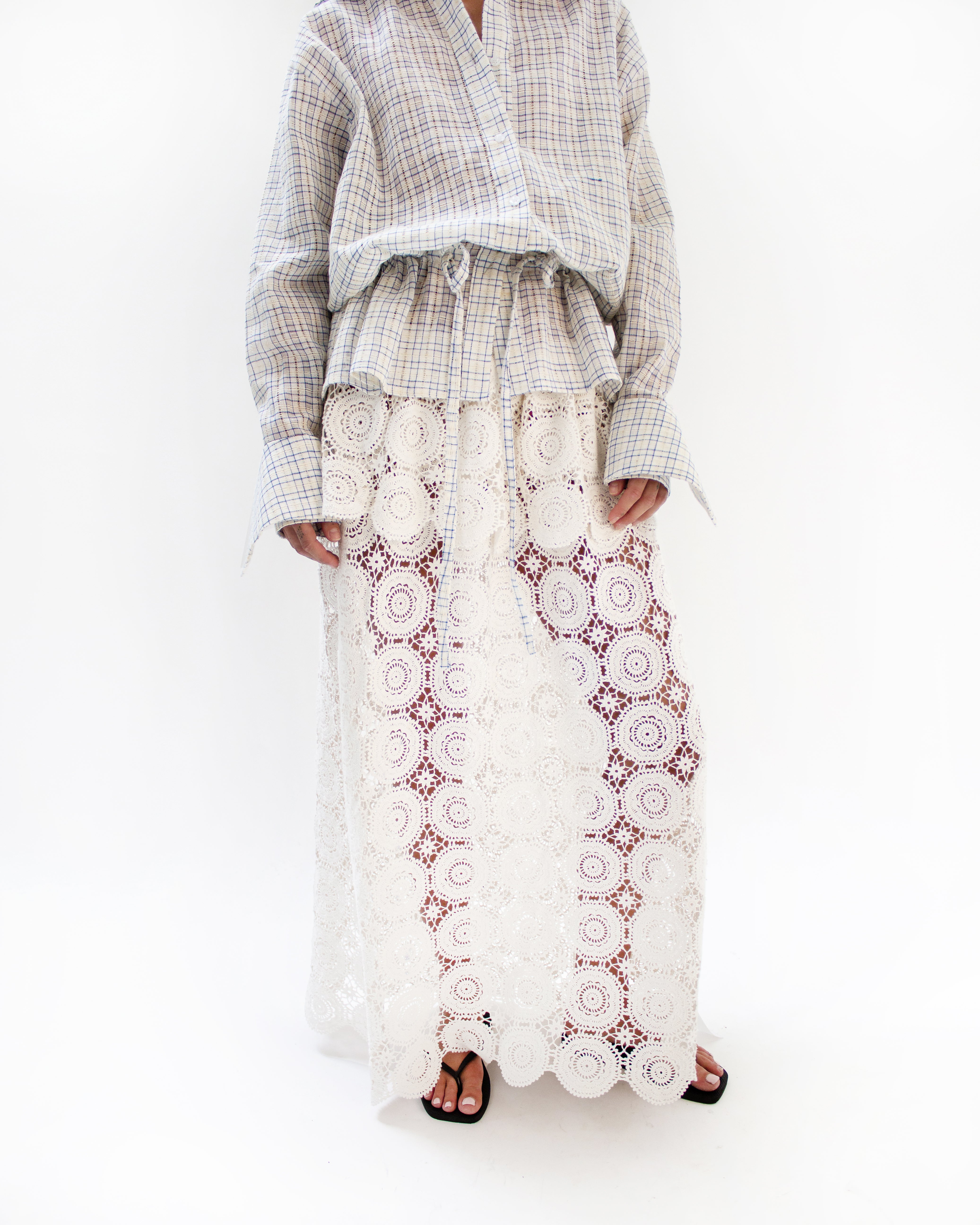 White crochet fold over skirt