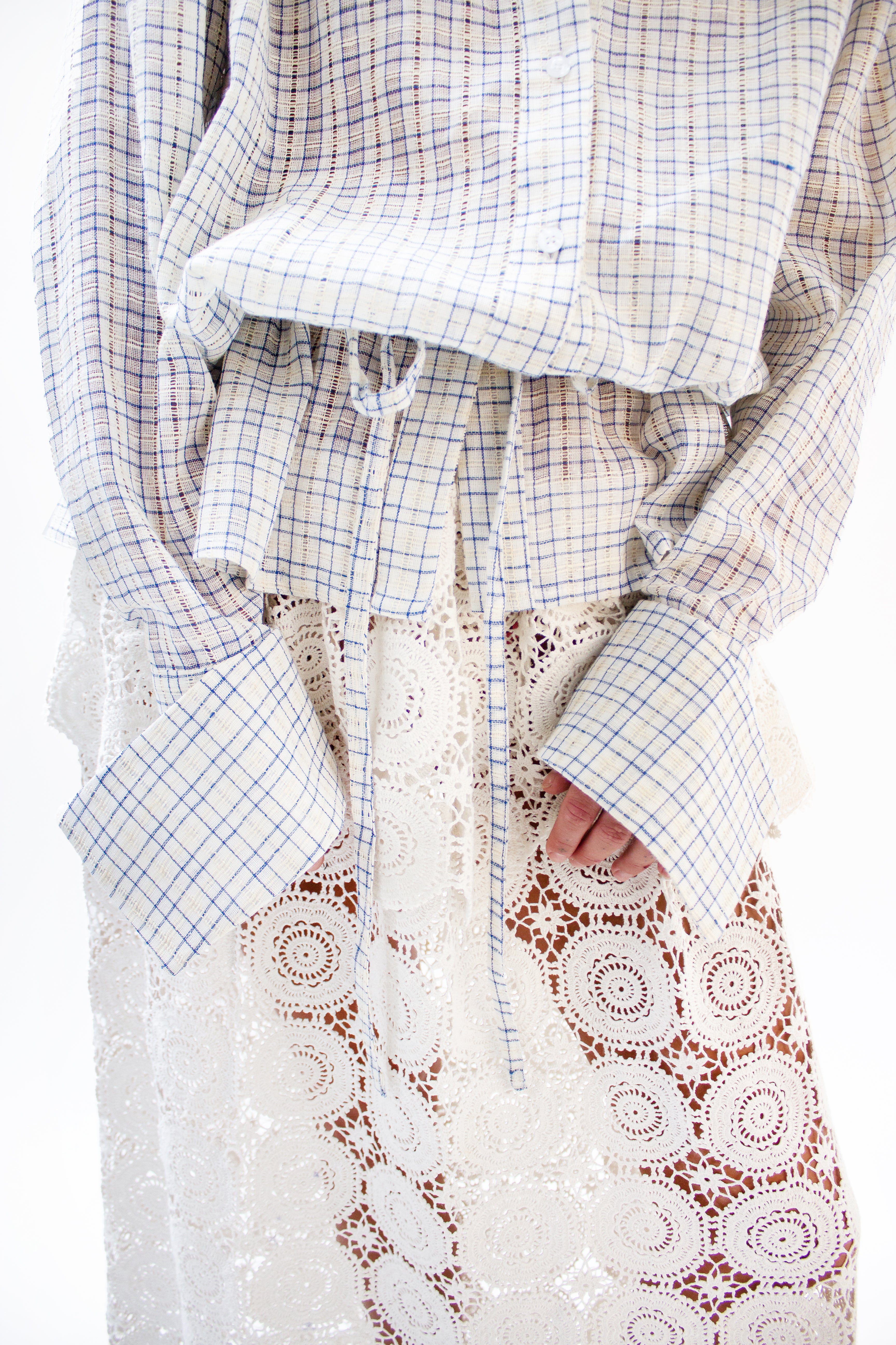 White crochet fold over skirt