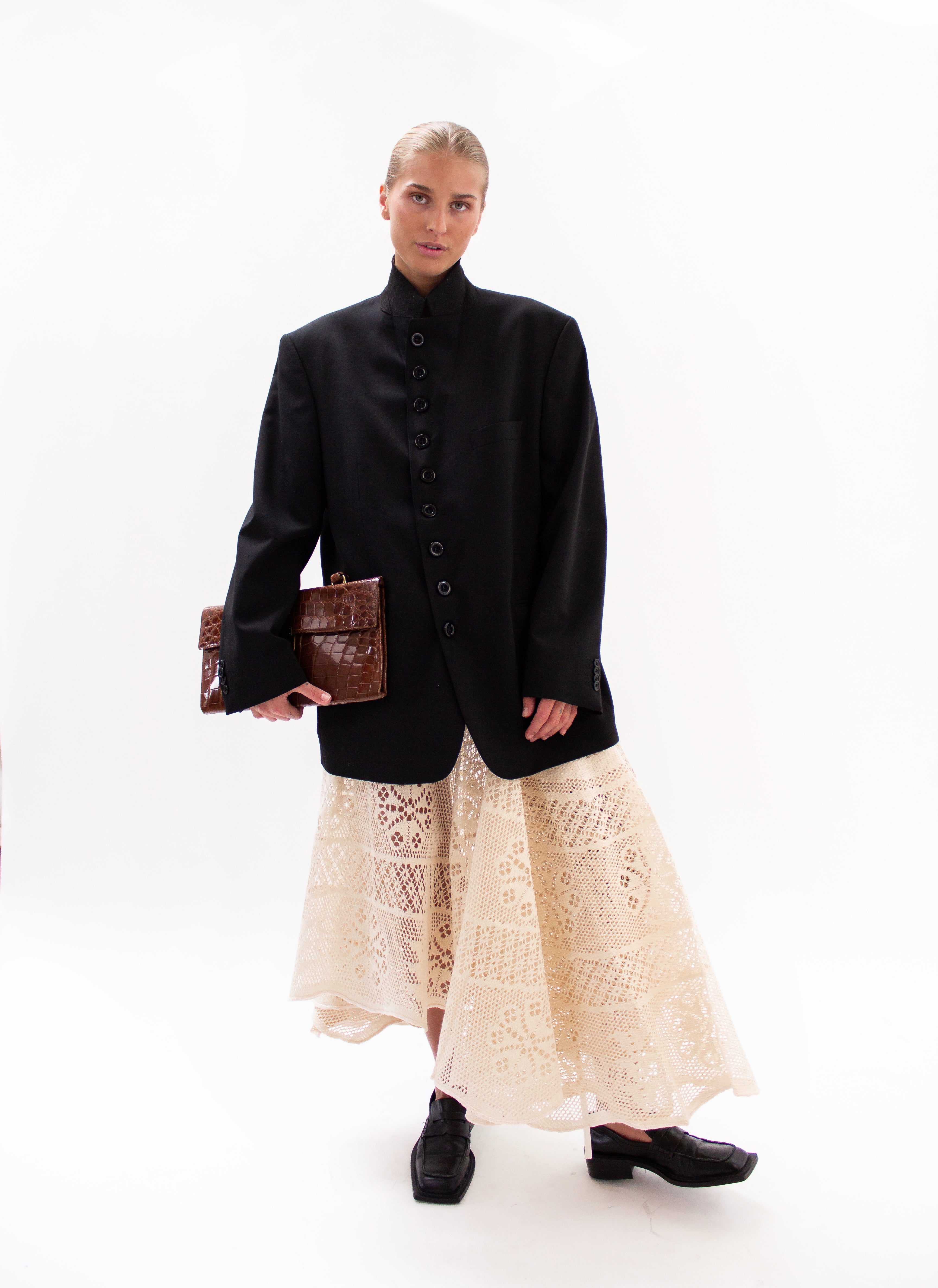 Cream crochet circle skirt