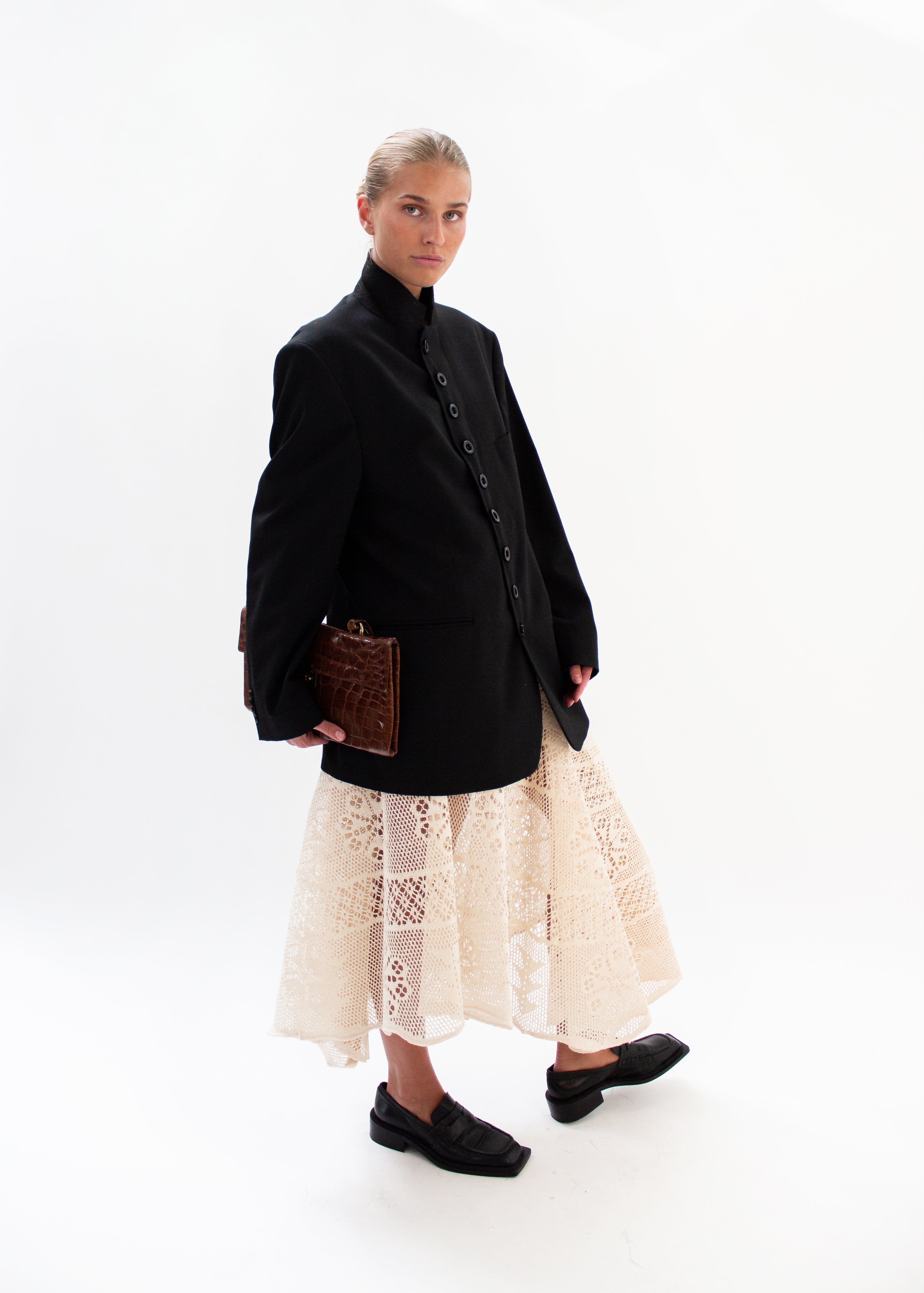 Cream crochet circle skirt