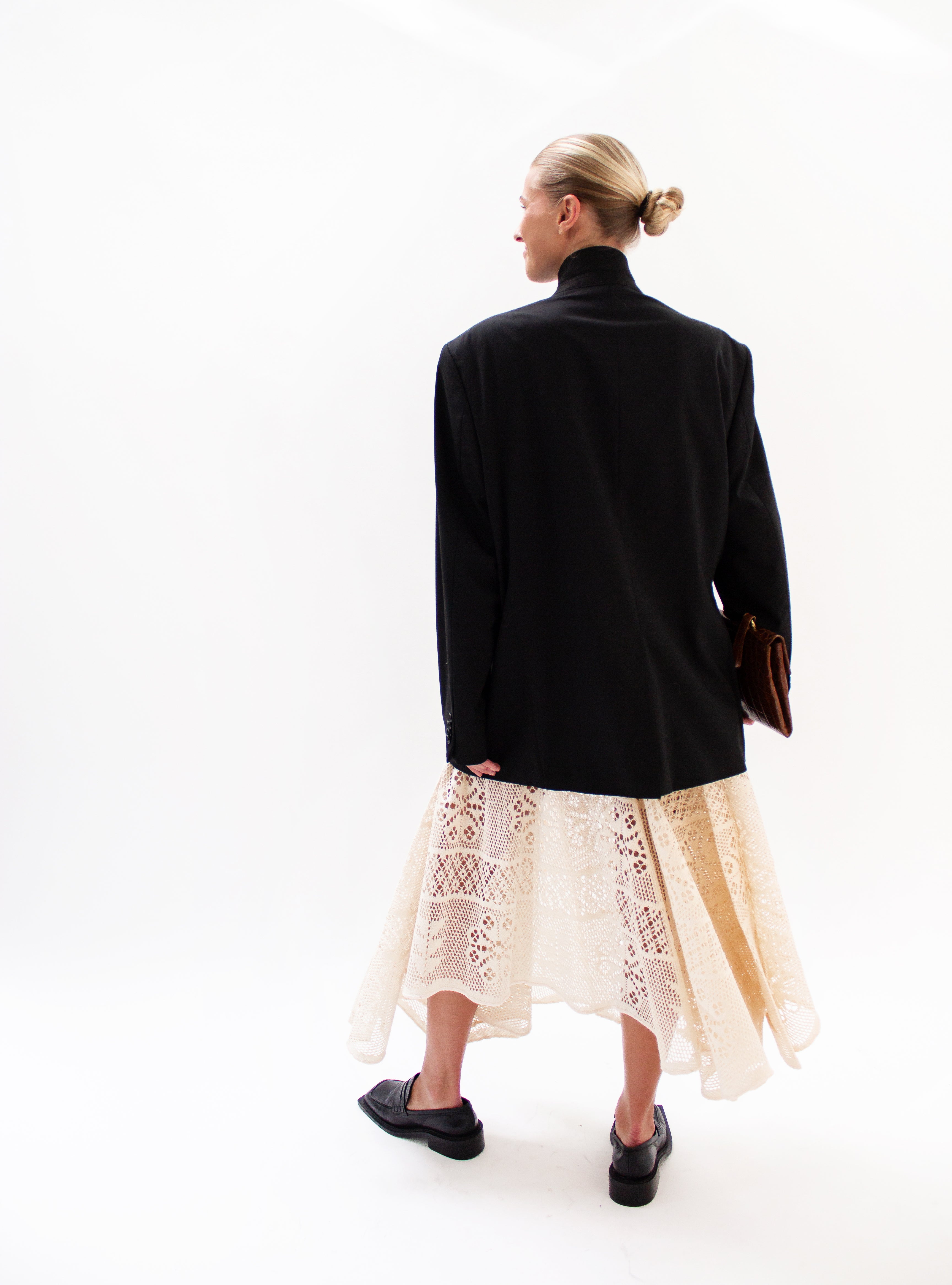 Cream crochet circle skirt