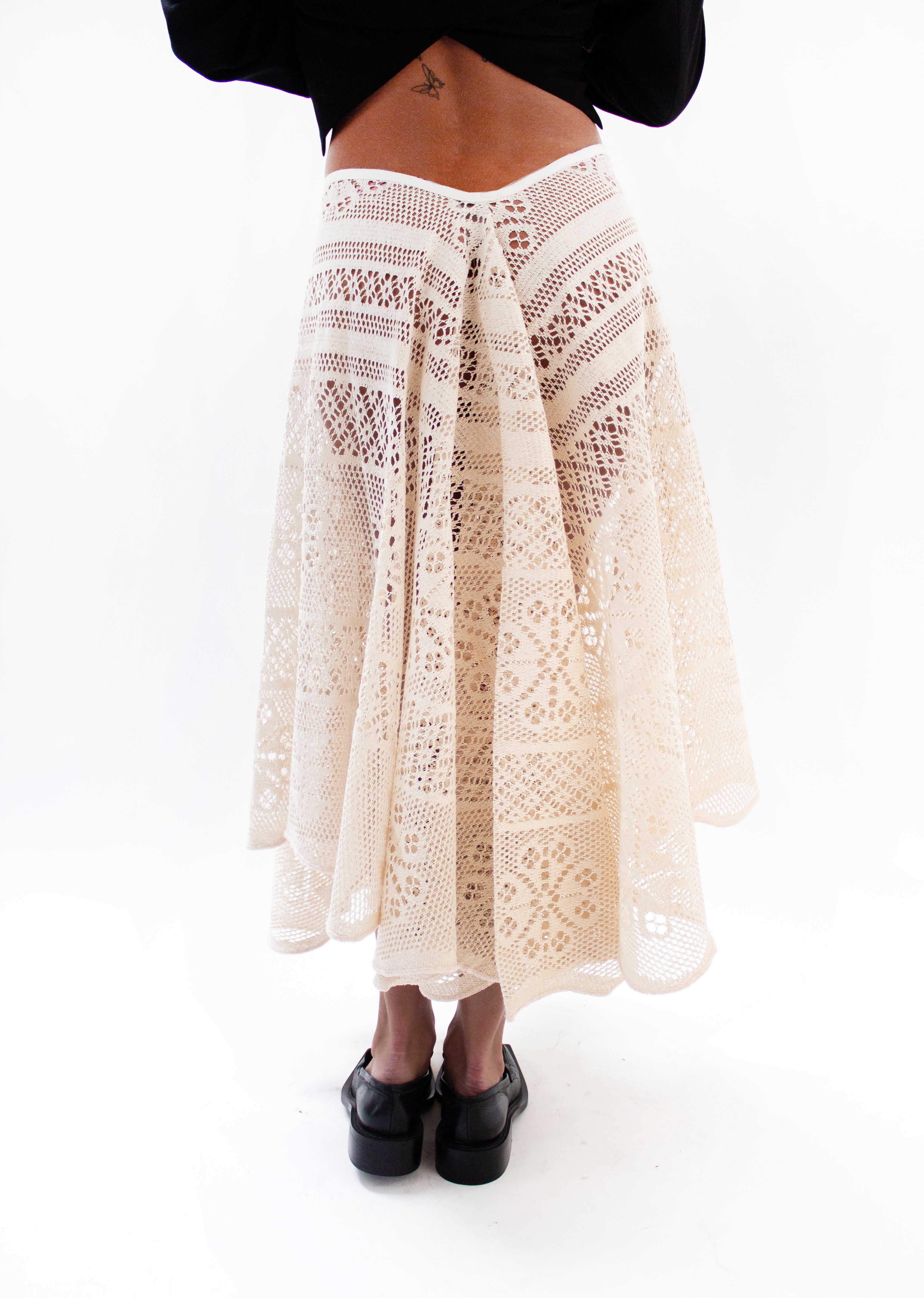 Cream crochet circle skirt