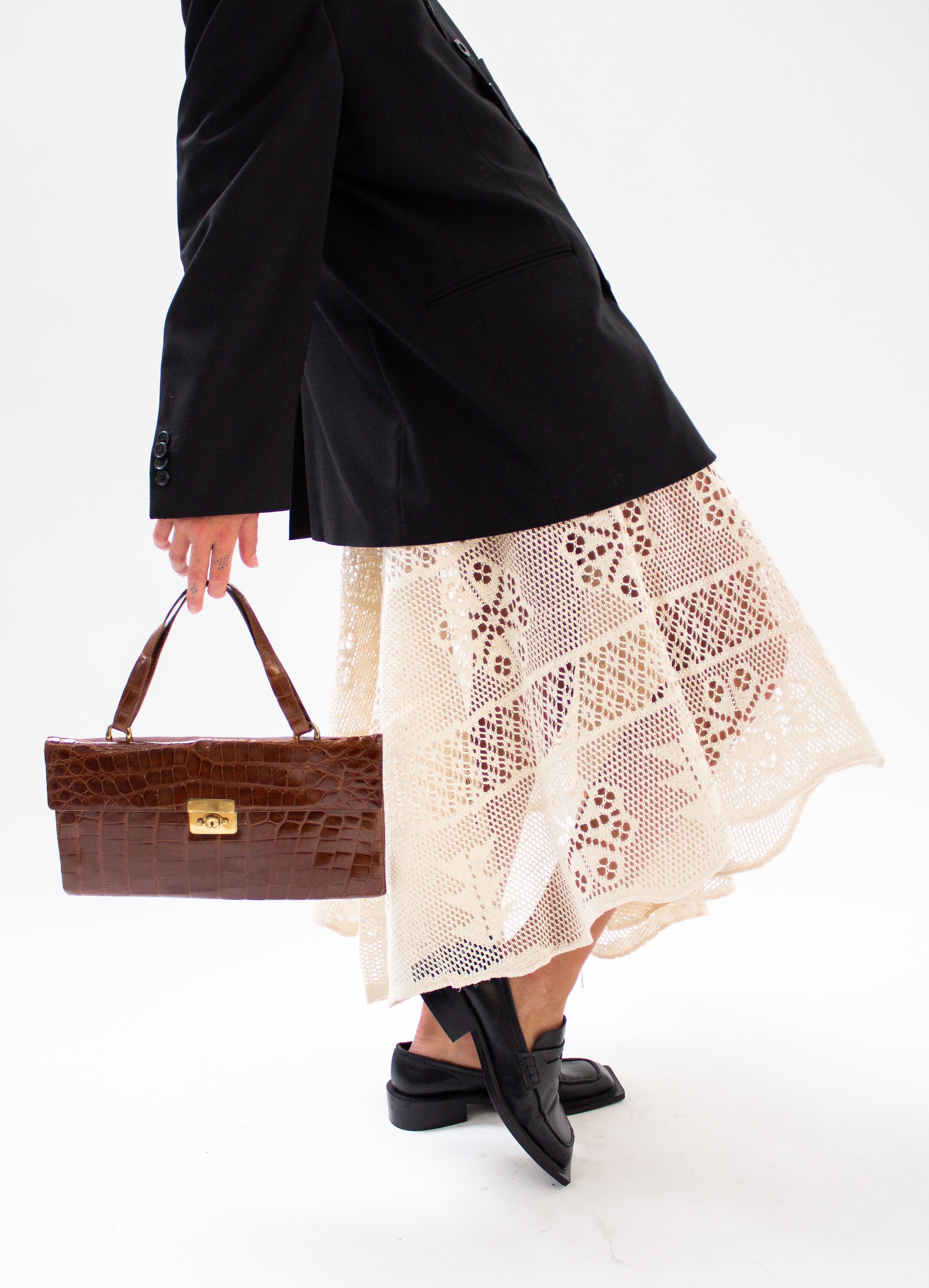 Cream crochet circle skirt