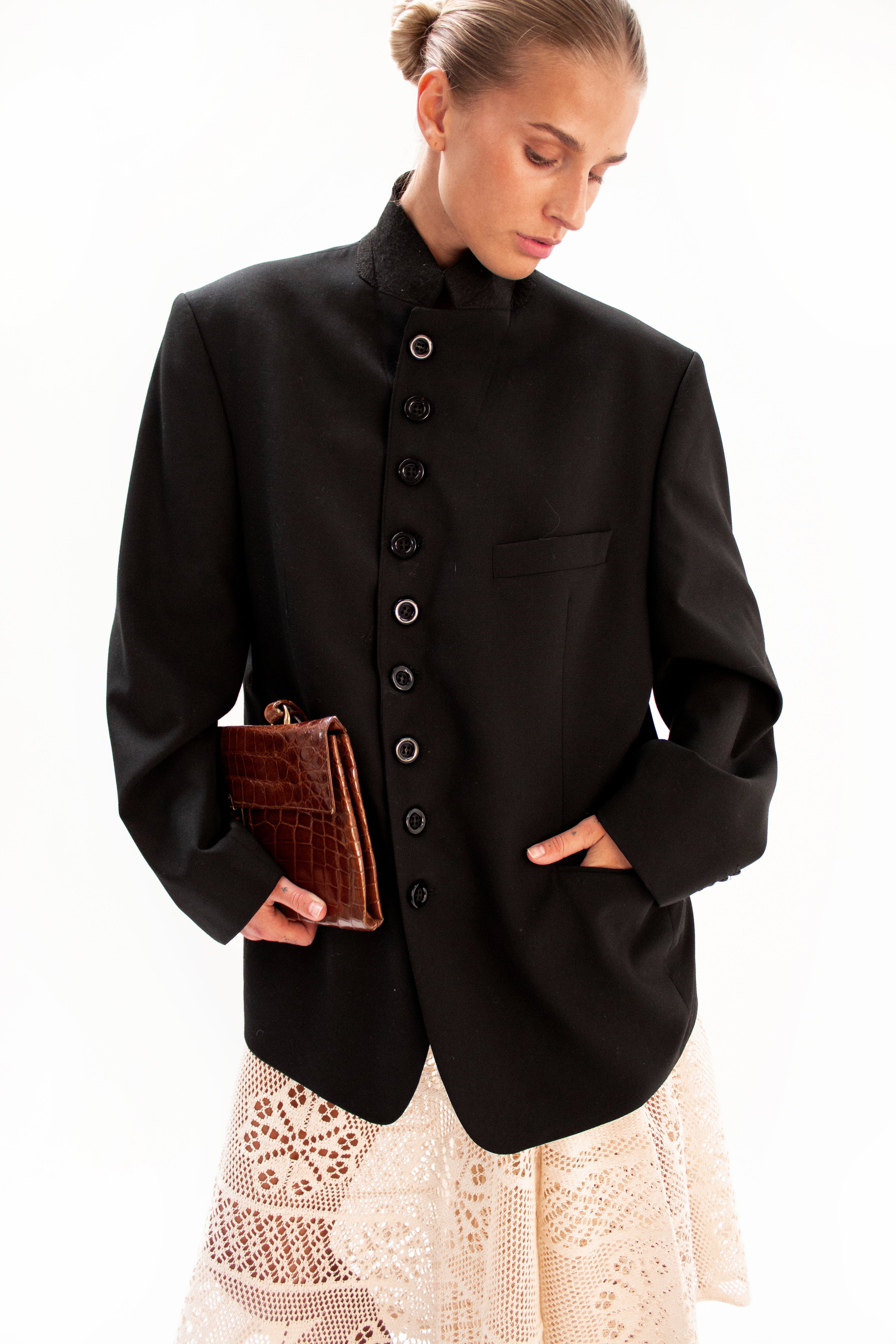 Black button blazer
