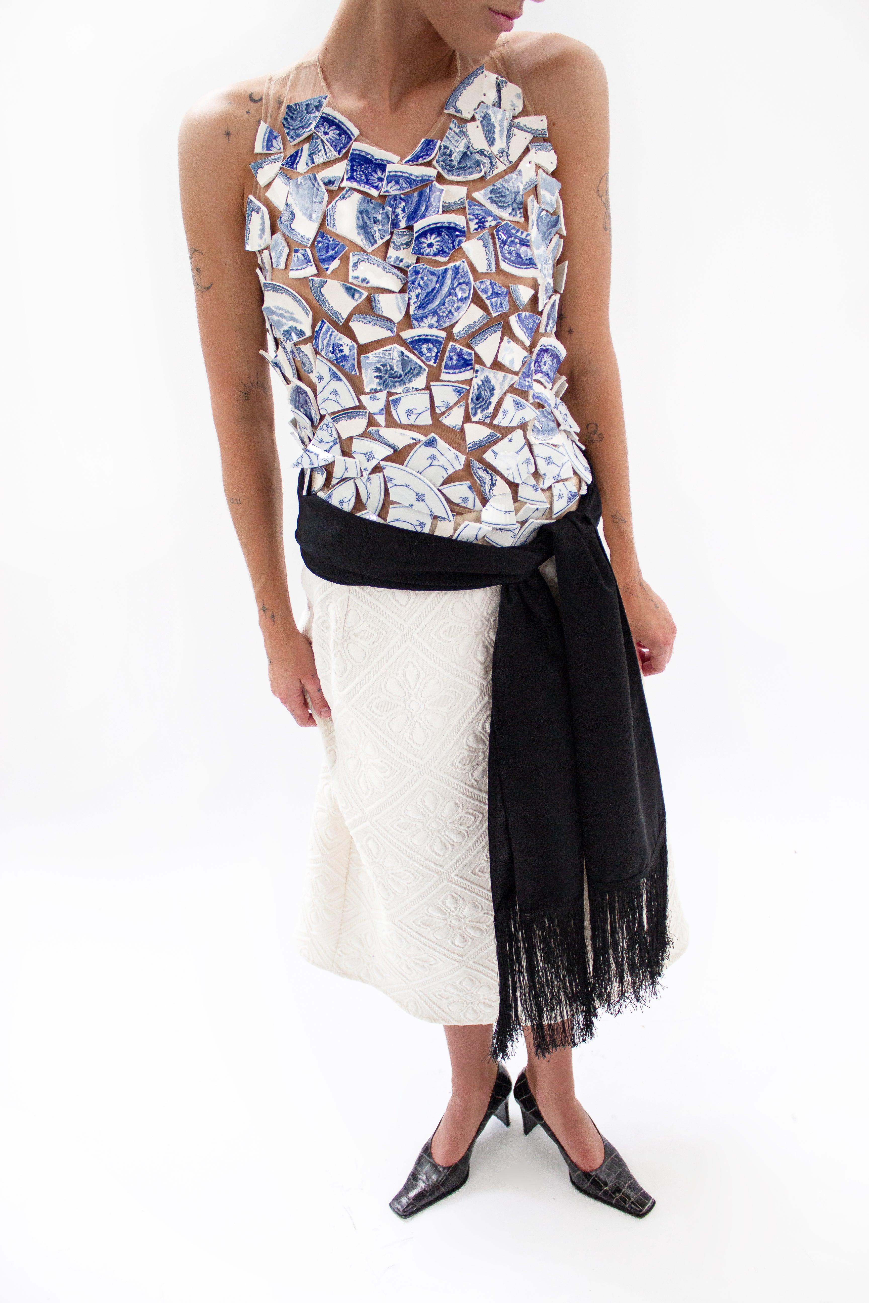 Black fringe scarf