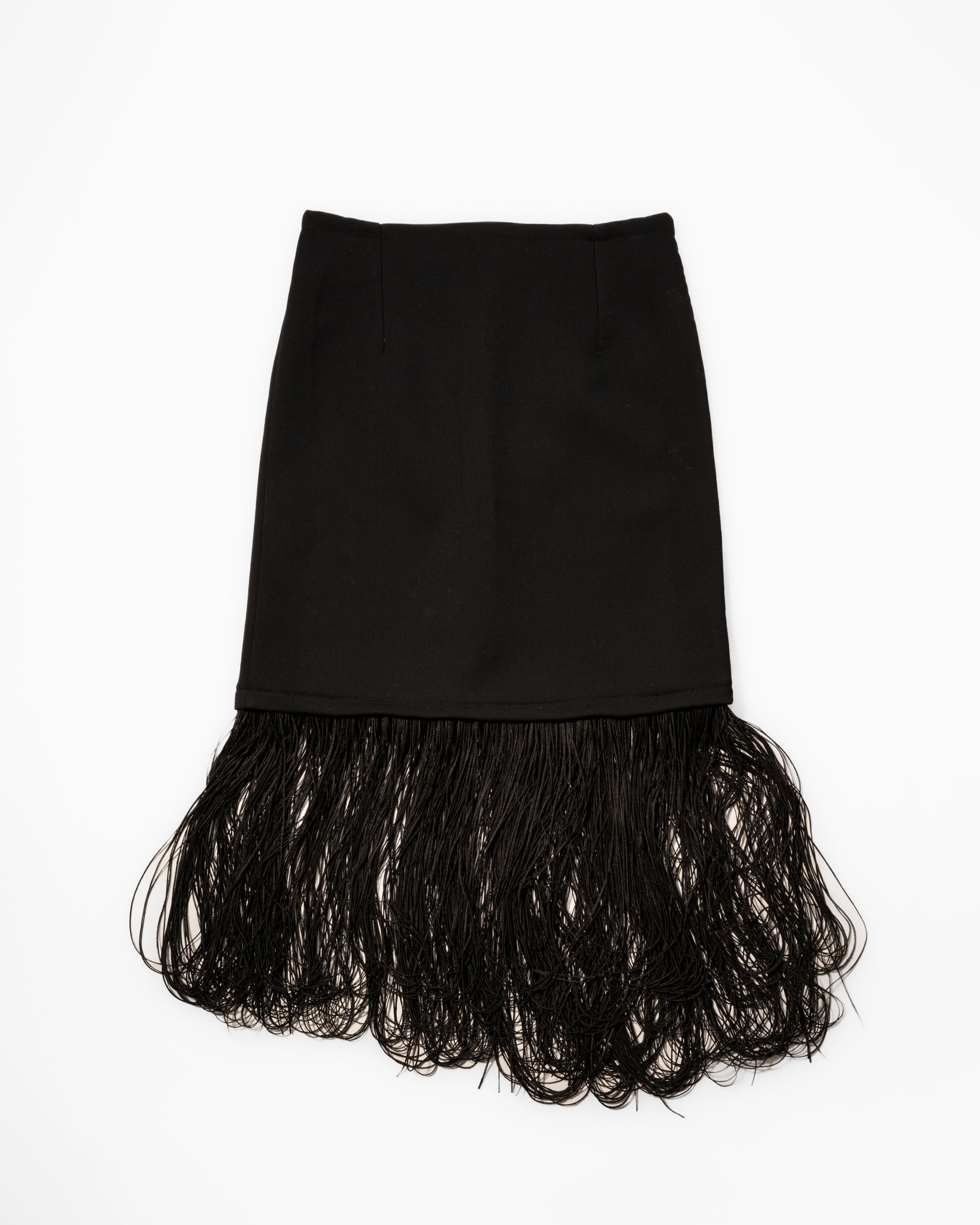 Fringe hem skirt black