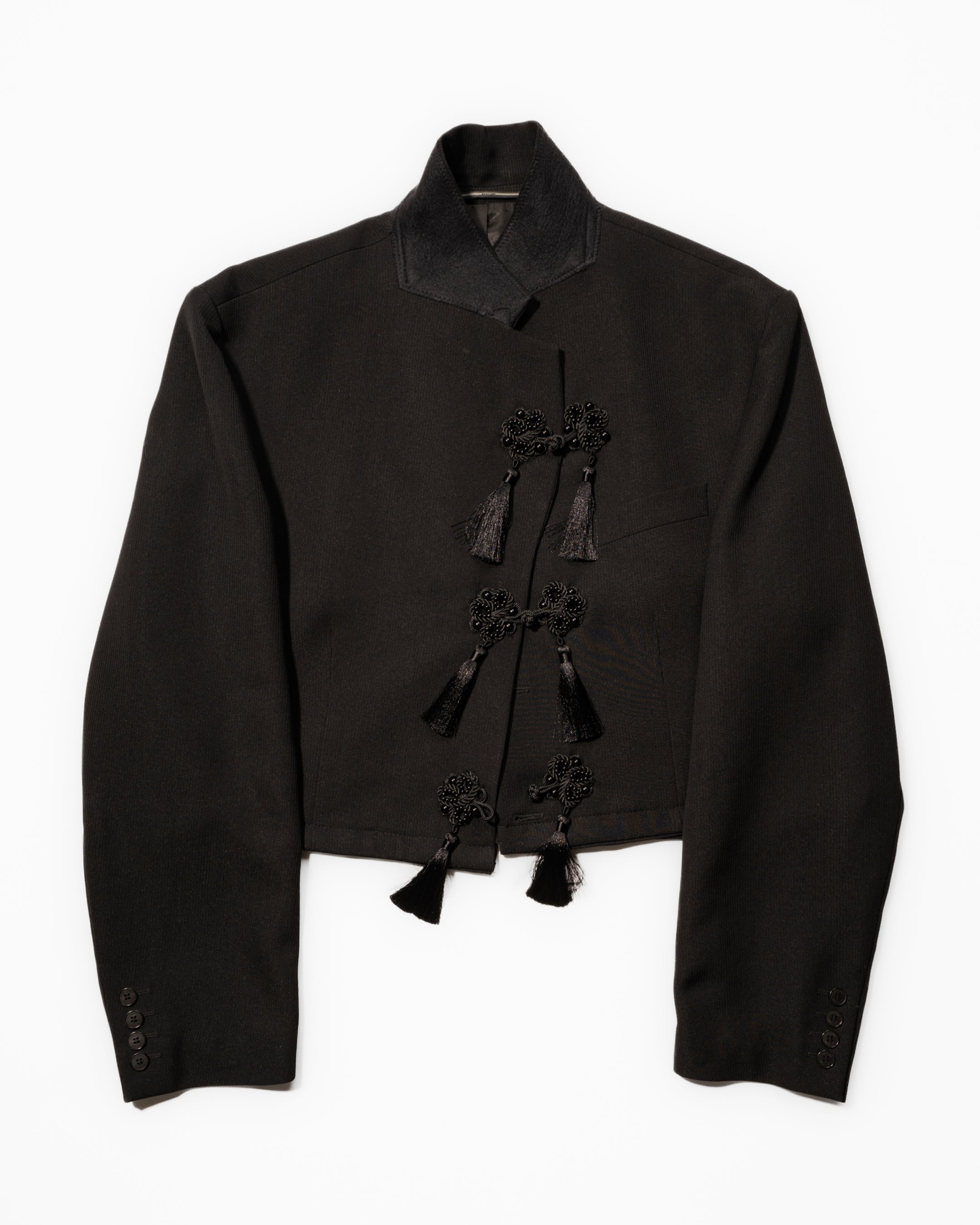 Black crop fringe blazer