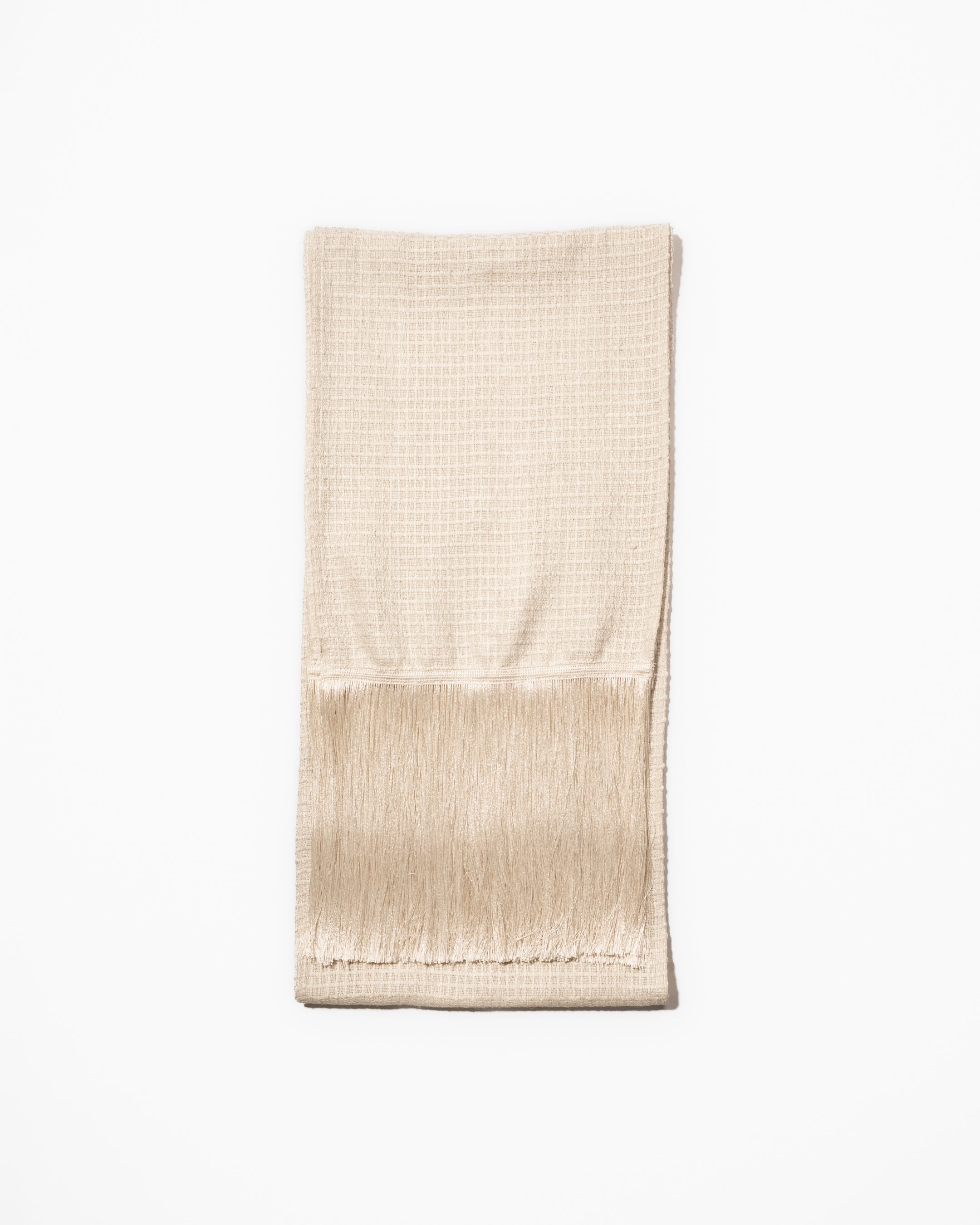 Cream silk fringe scarf