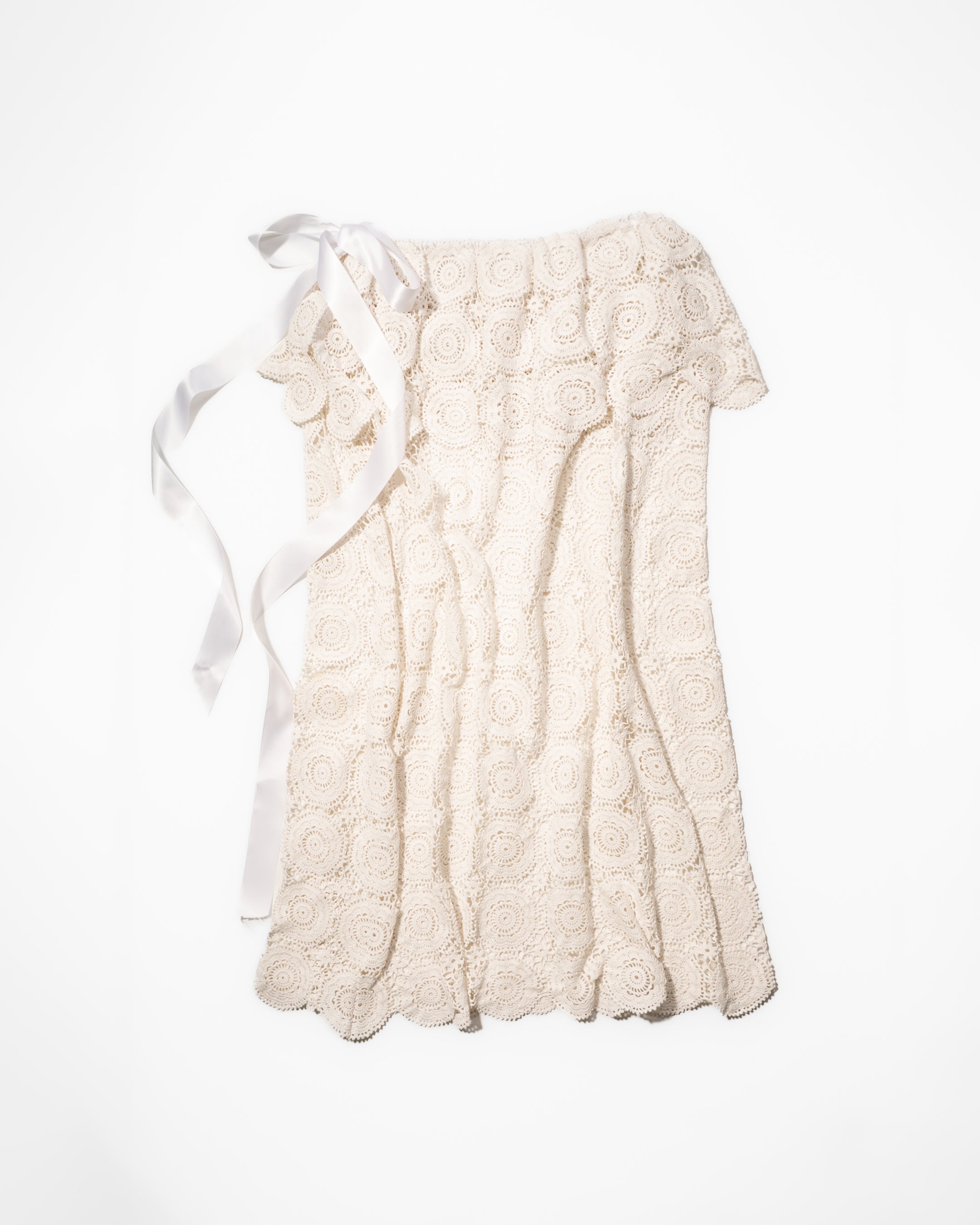 White crochet fold over skirt