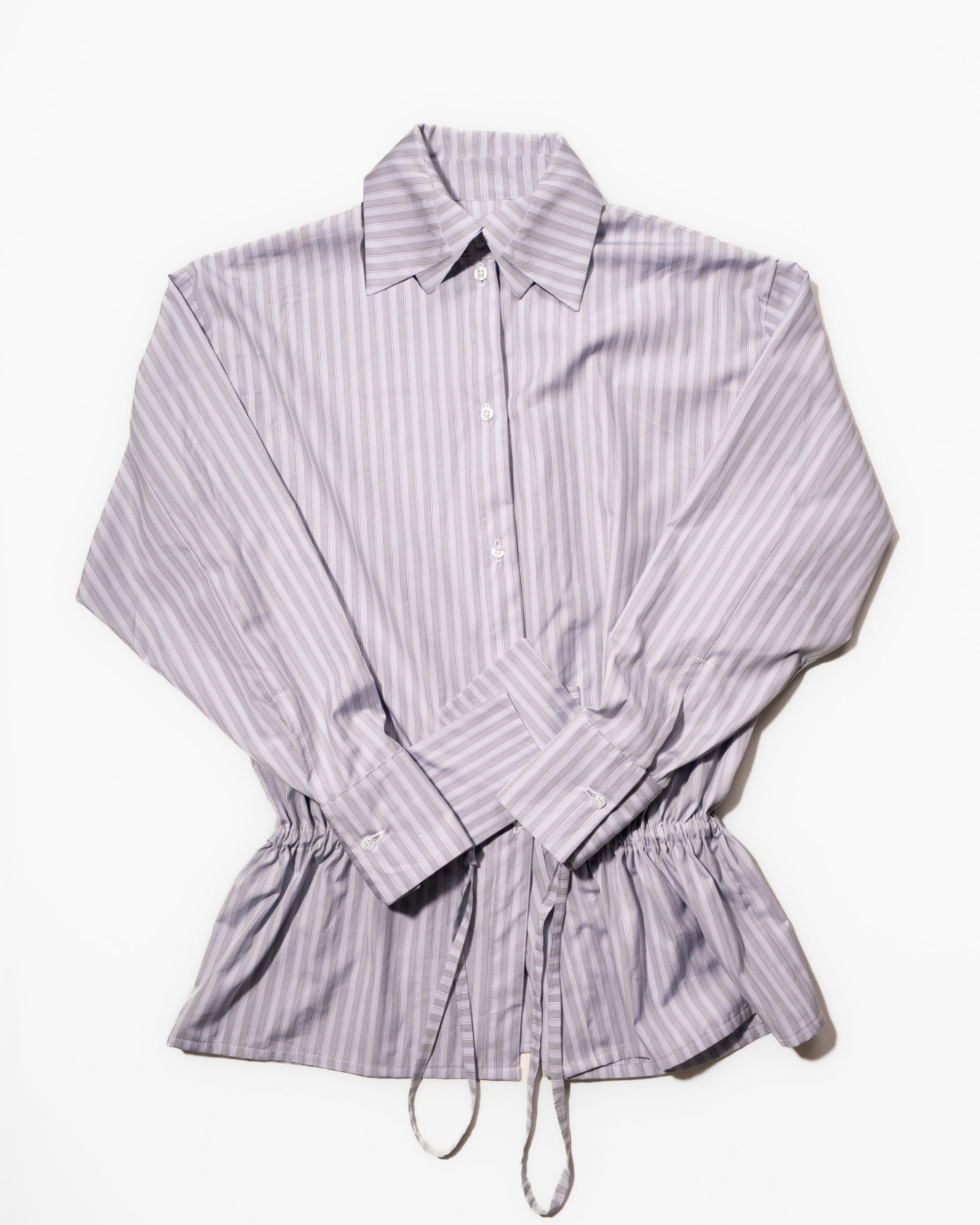 Purple stripe drawstring shirt